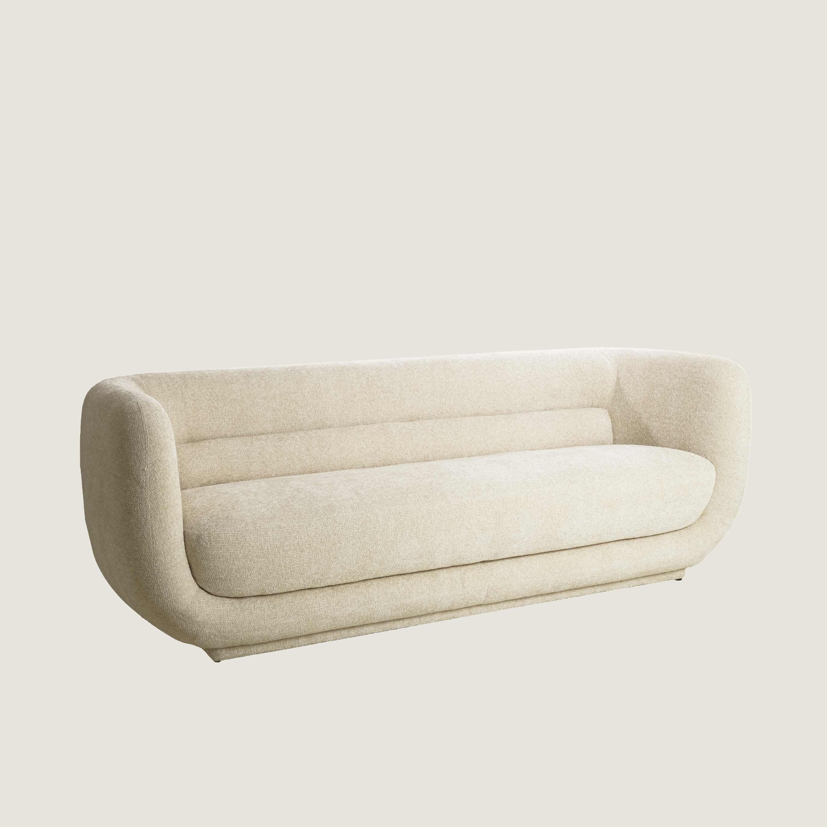 Serenity Curved Three Seater Modern Fabric Sofa in Ivory Cream