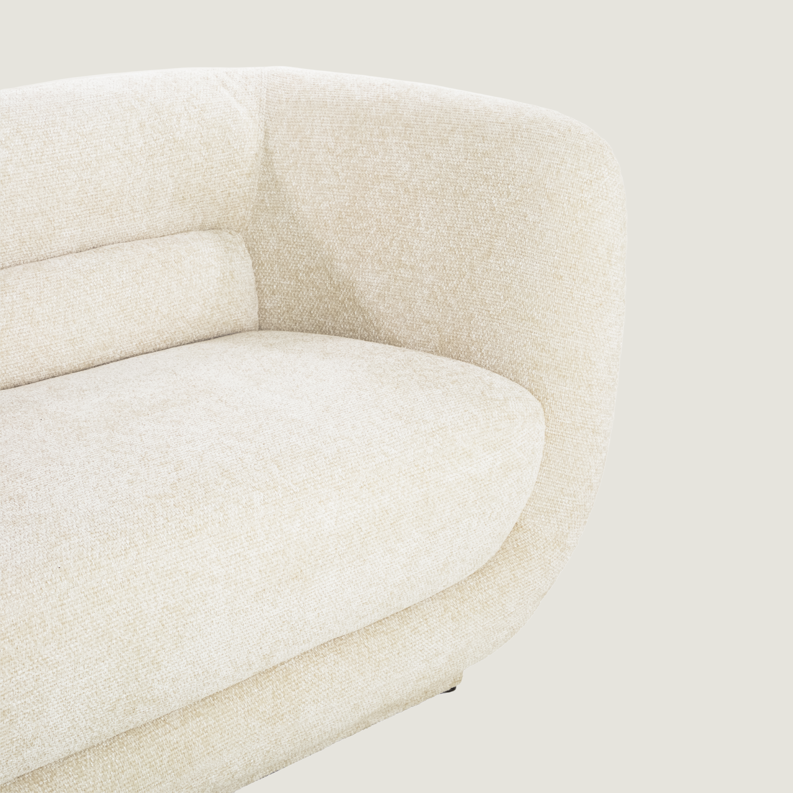 Serenity Curved Three Seater Modern Fabric Sofa in Ivory Cream