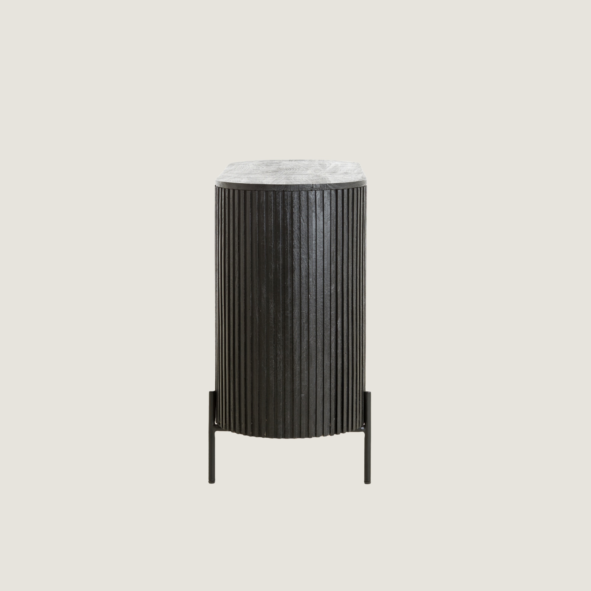 Belafonte Open Display Curved Fluted Sideboard in Black Wood