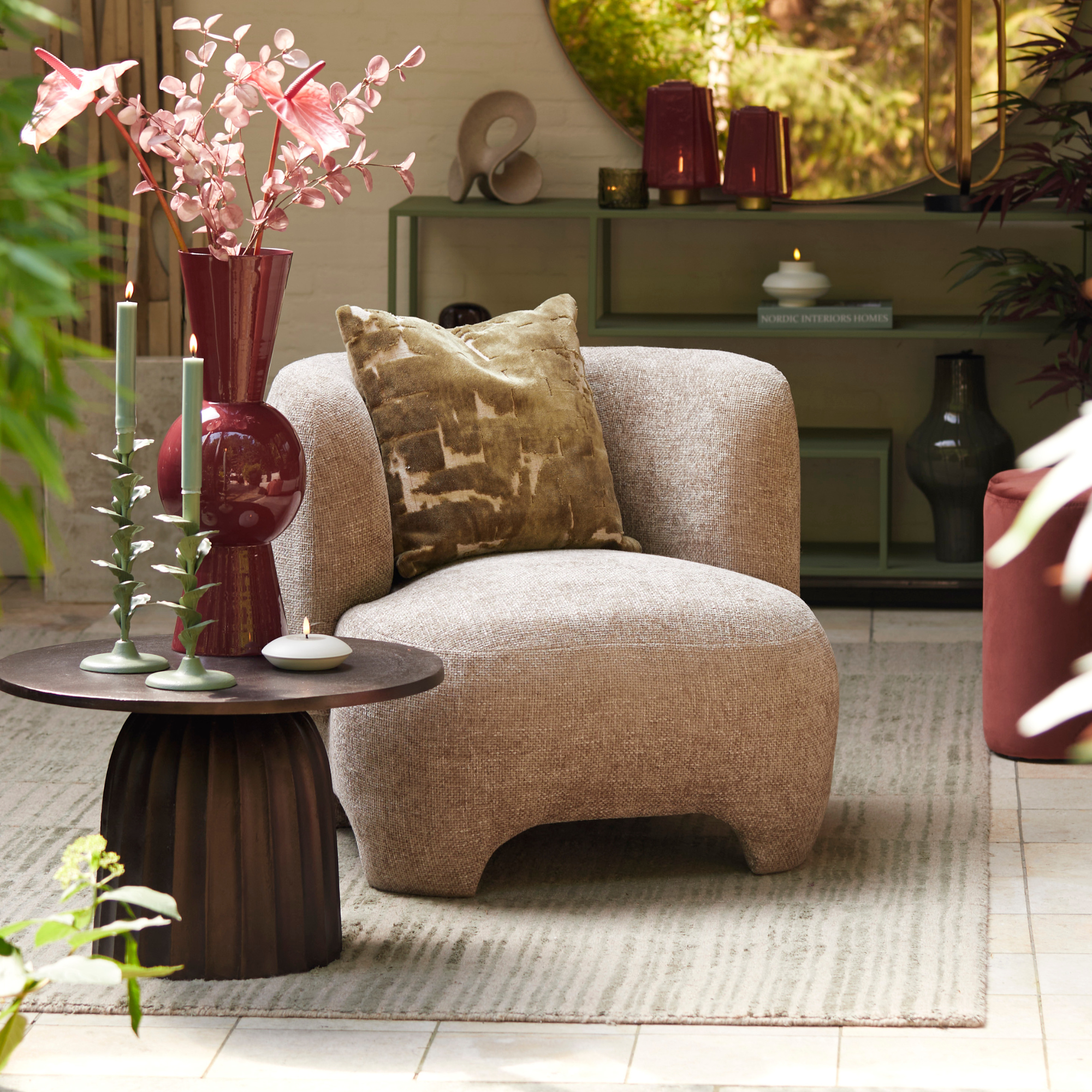 Soren Curved Accent Chair in Sandstone
