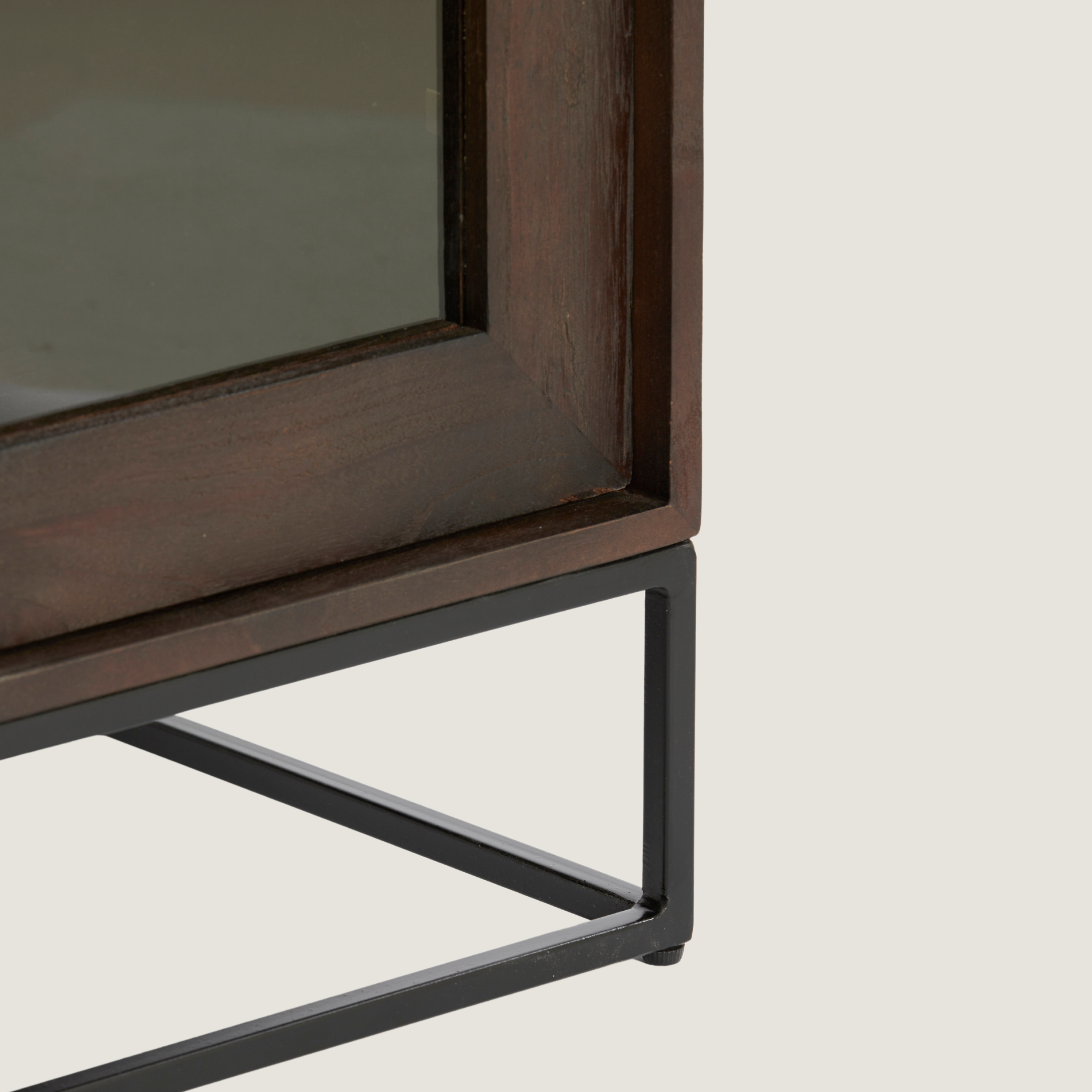 Denali Tall Glass Door Cabinet in Solid Mango Wood