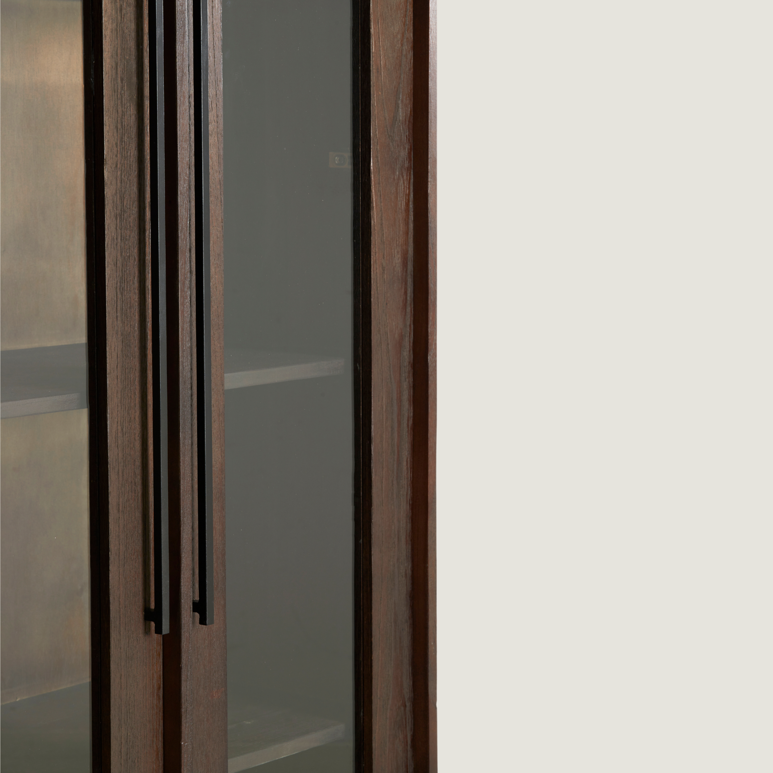 Denali Tall Glass Door Cabinet in Solid Mango Wood