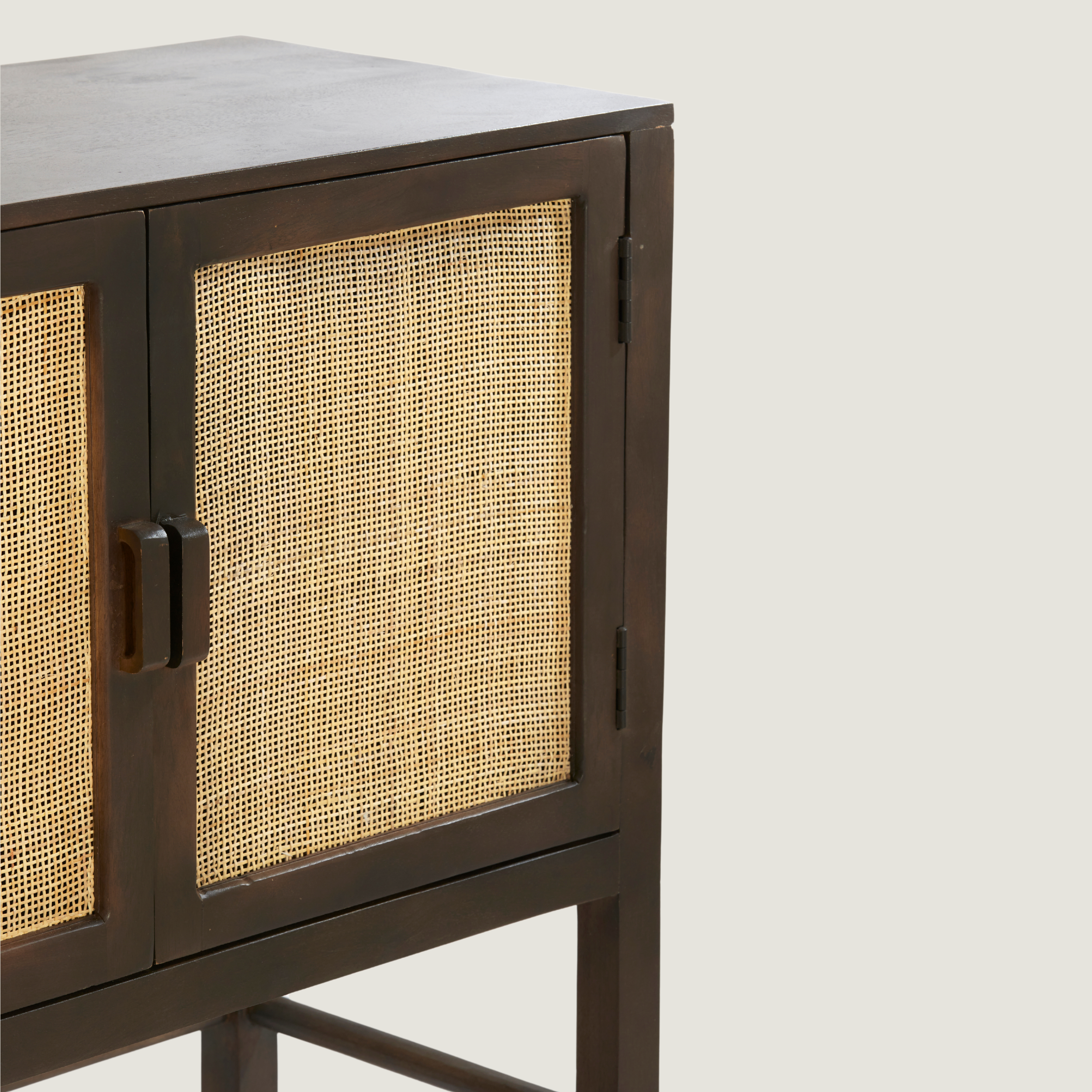 Kyoto Dark Mango wood & Rattan Sideboard Cabinet