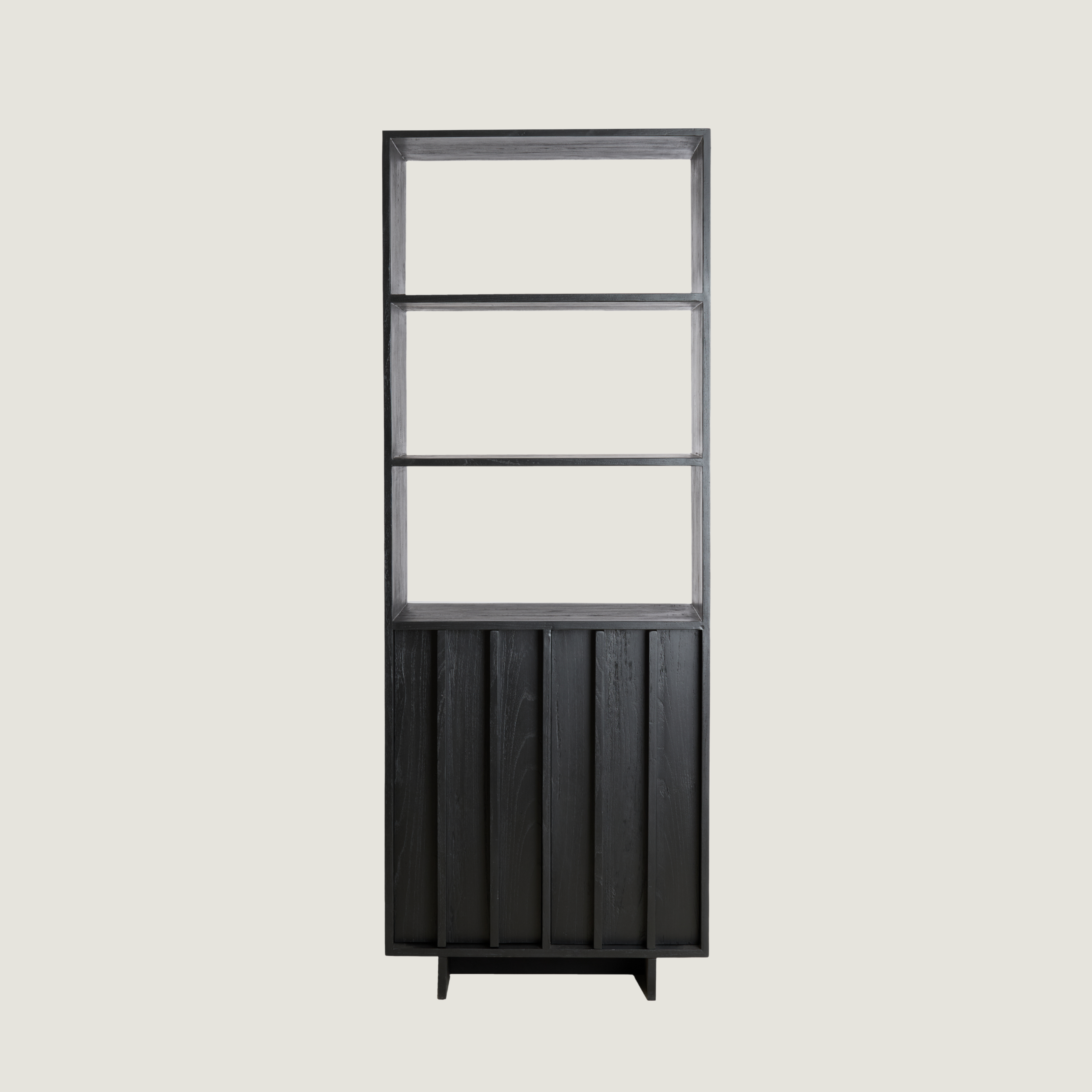 Morant Storage Cabinet with Display Shelves In Black Mindi Wood