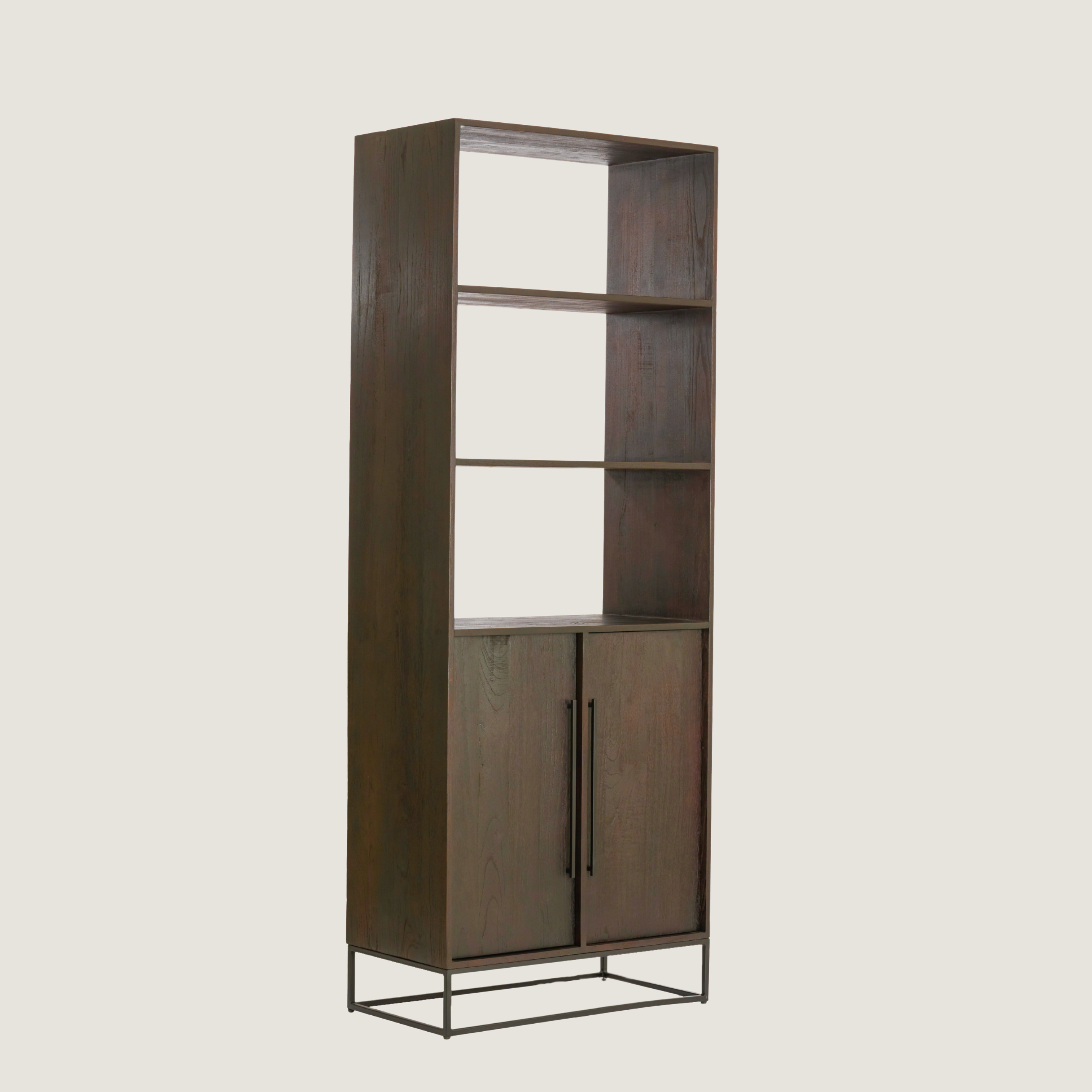 Denali Living Room Shelving Unit With Storage In Dark Wood