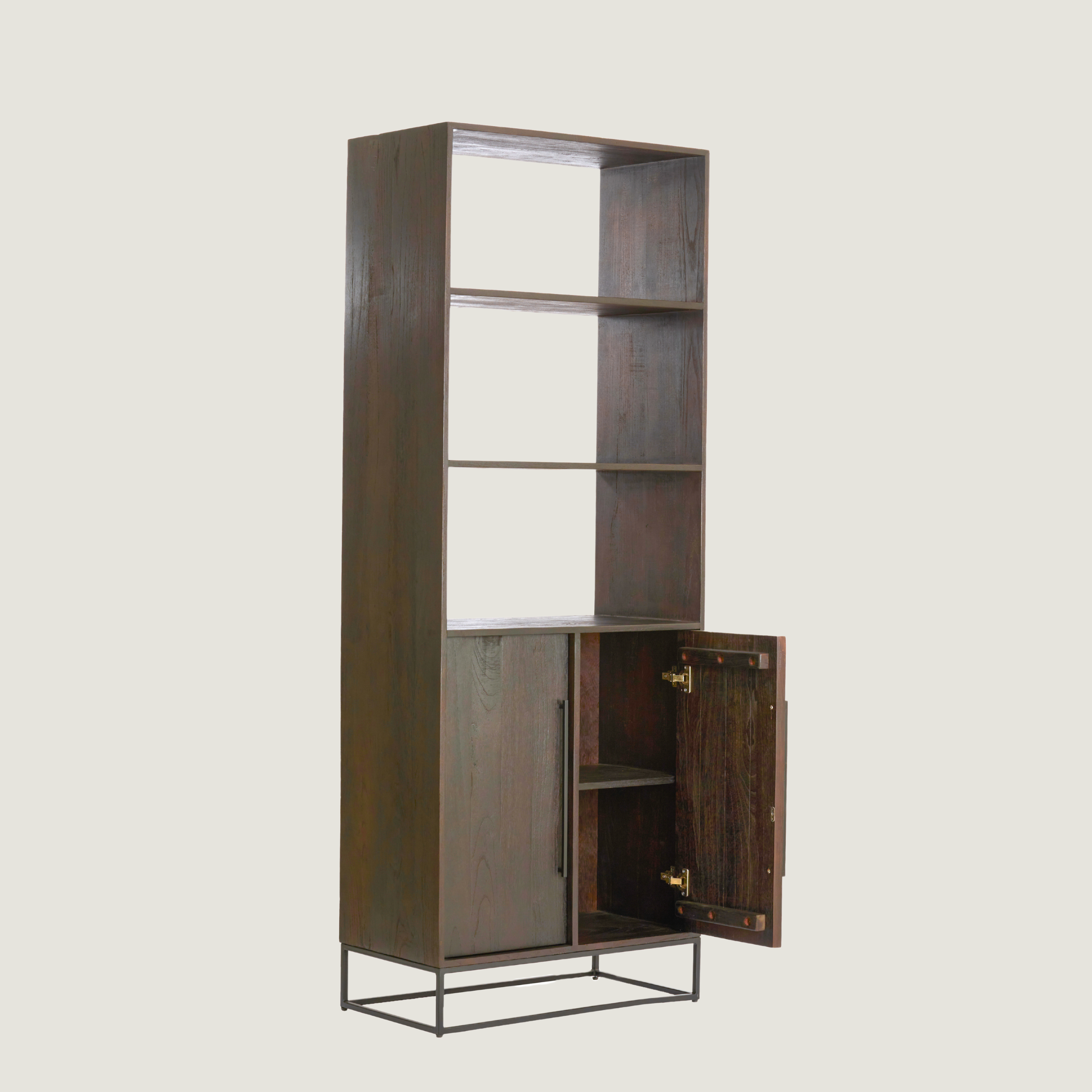 Denali Living Room Shelving Unit With Storage In Dark Wood