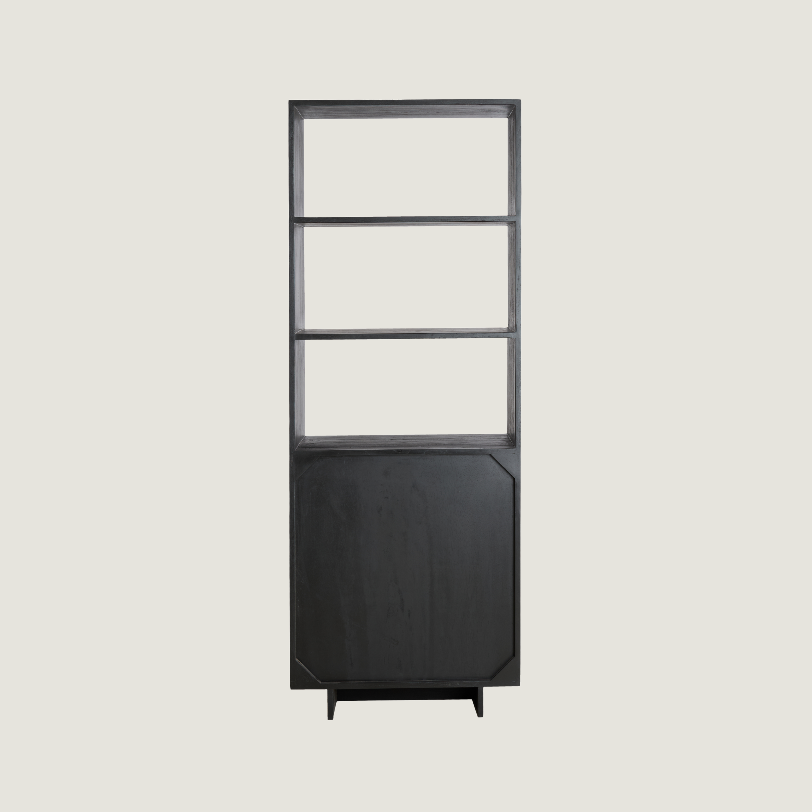Morant Storage Cabinet with Display Shelves In Black Mindi Wood