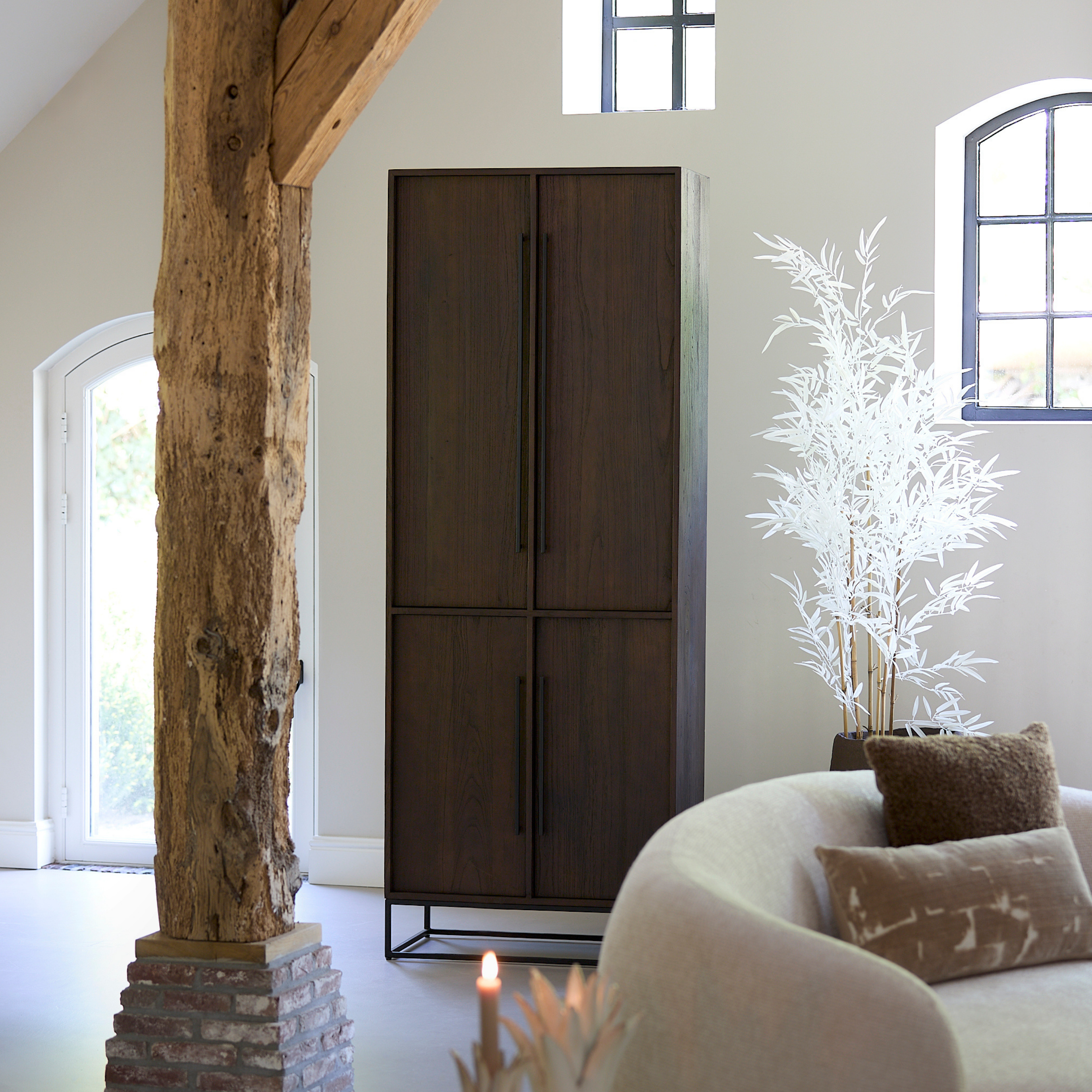 Denali Tall Wood Storage Cabinet with Doors and Shelving