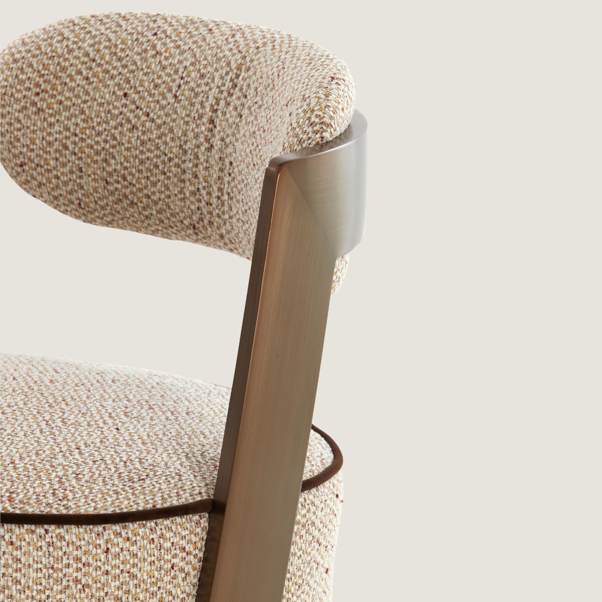 Modern Swivel Chair In Beige & Brass