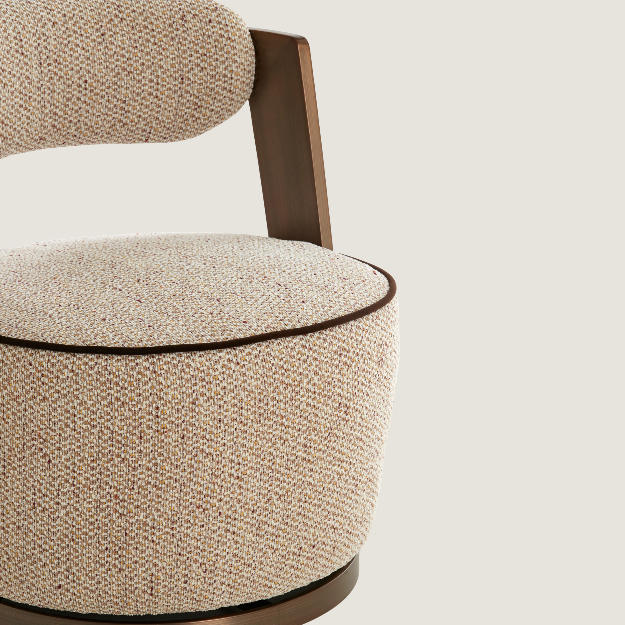 Modern Swivel Chair In Beige & Brass