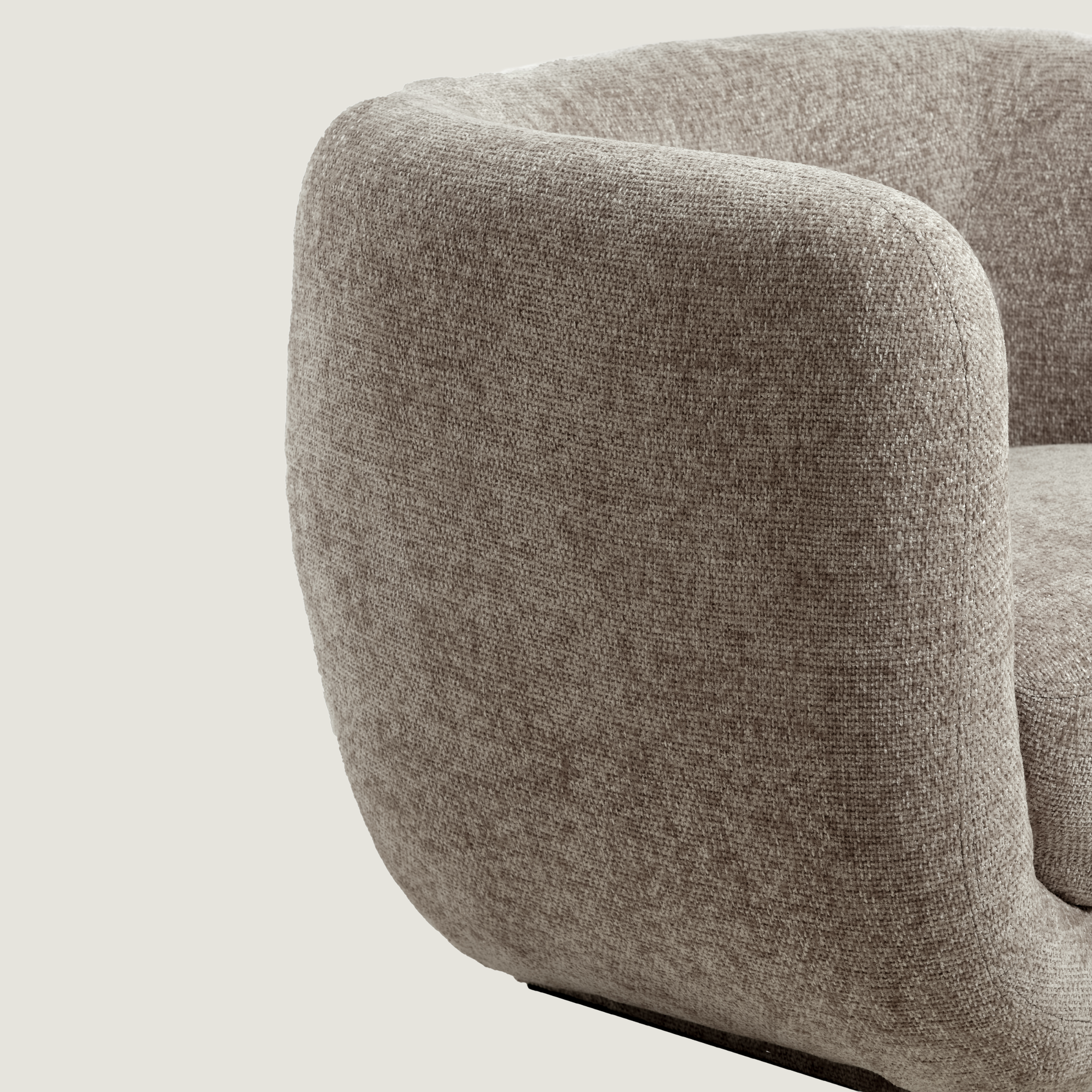 Serenity - Beige Curved Accent Chair with Soft Textured Upholstery