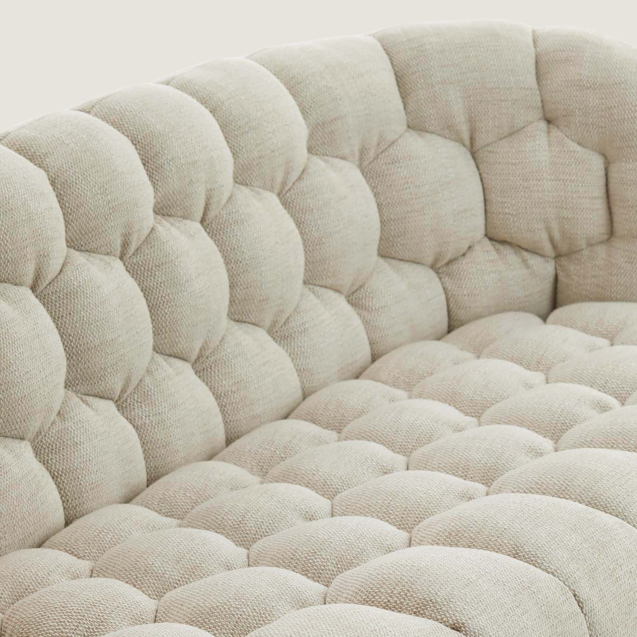 Nairobi Cream Textured Two Seater Sofa with Hexagon Stitching