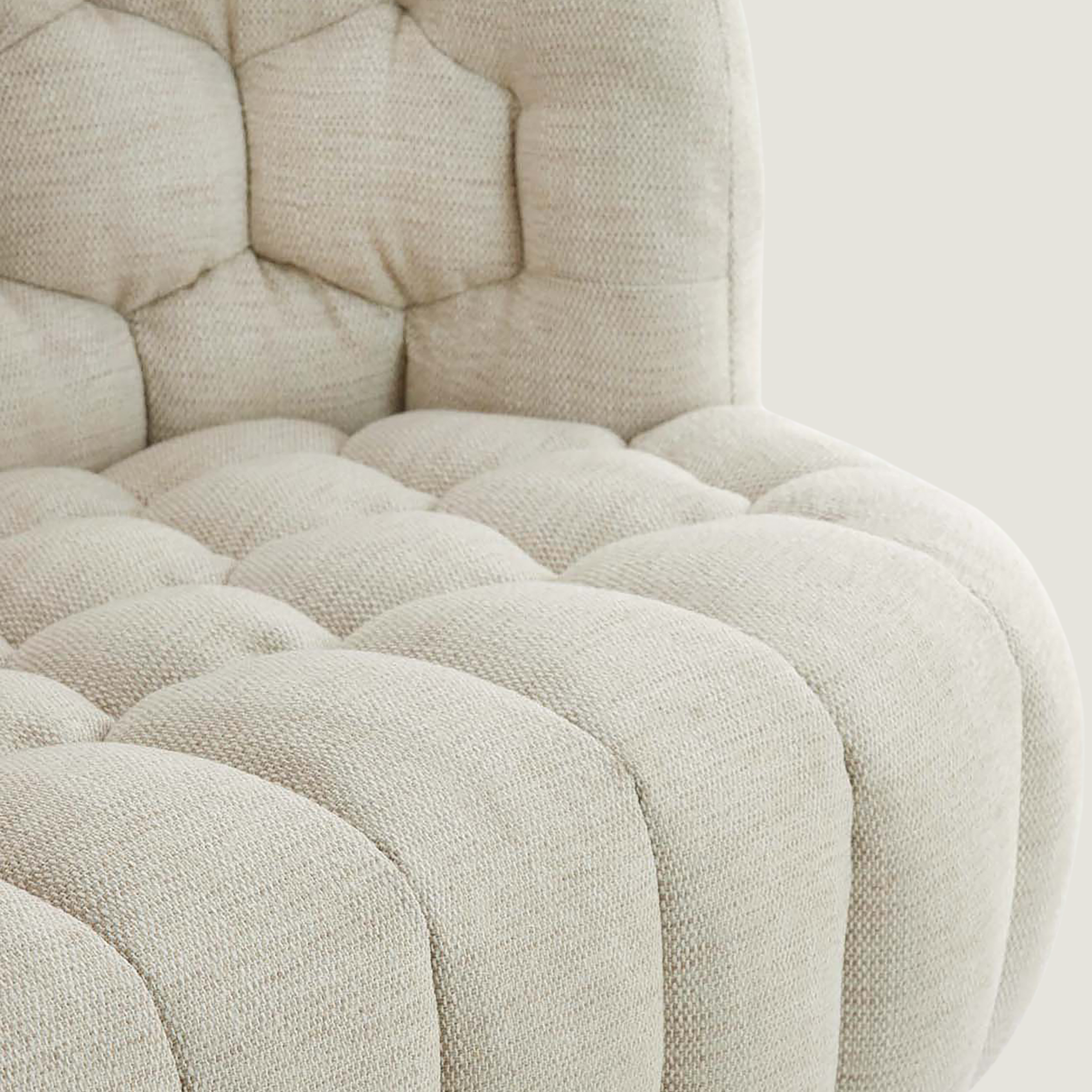 Nairobi Cream Textured Two Seater Sofa with Hexagon Stitching
