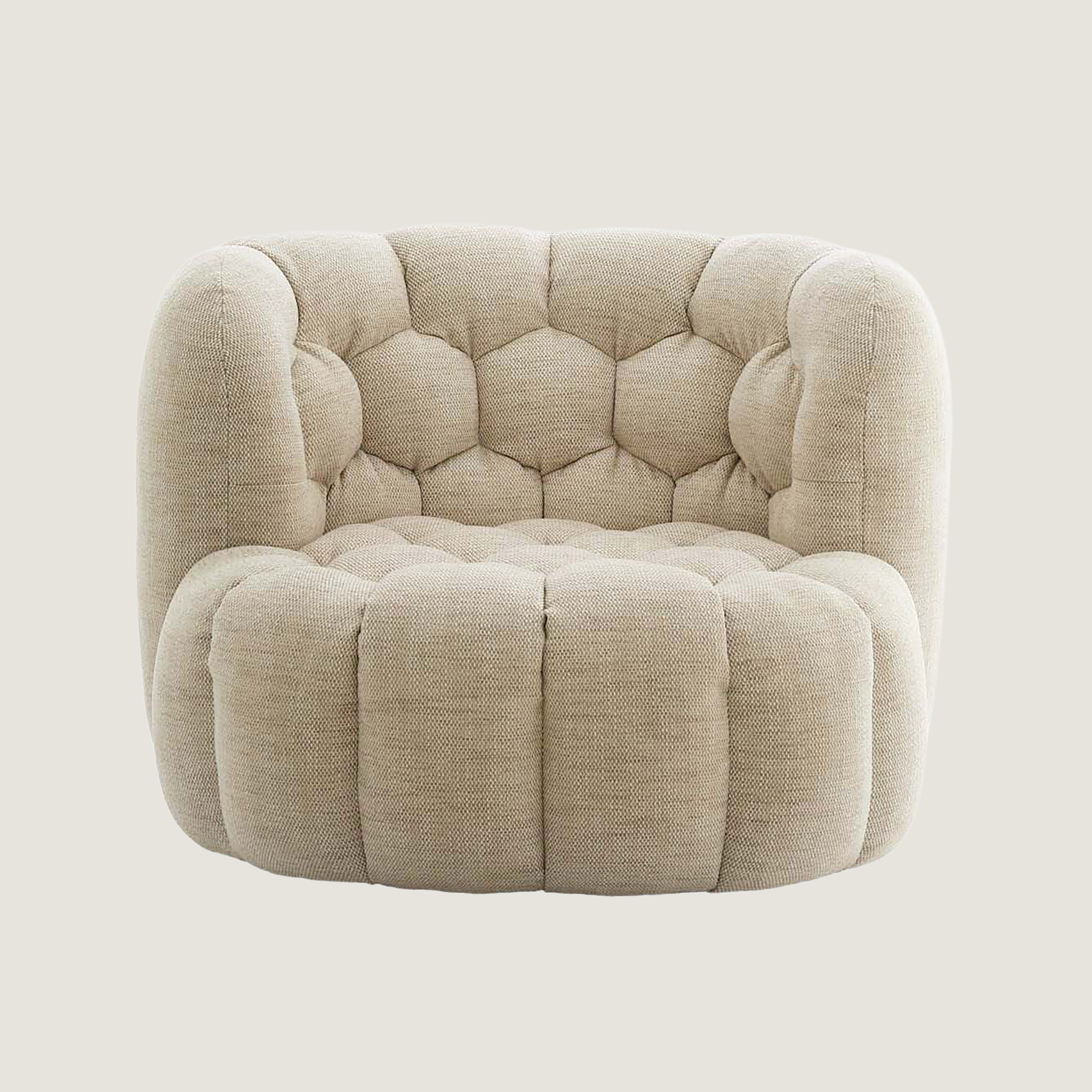 Nairobi Textured Cream Accent Chair with Fluted Seat and Hexagon Stitching