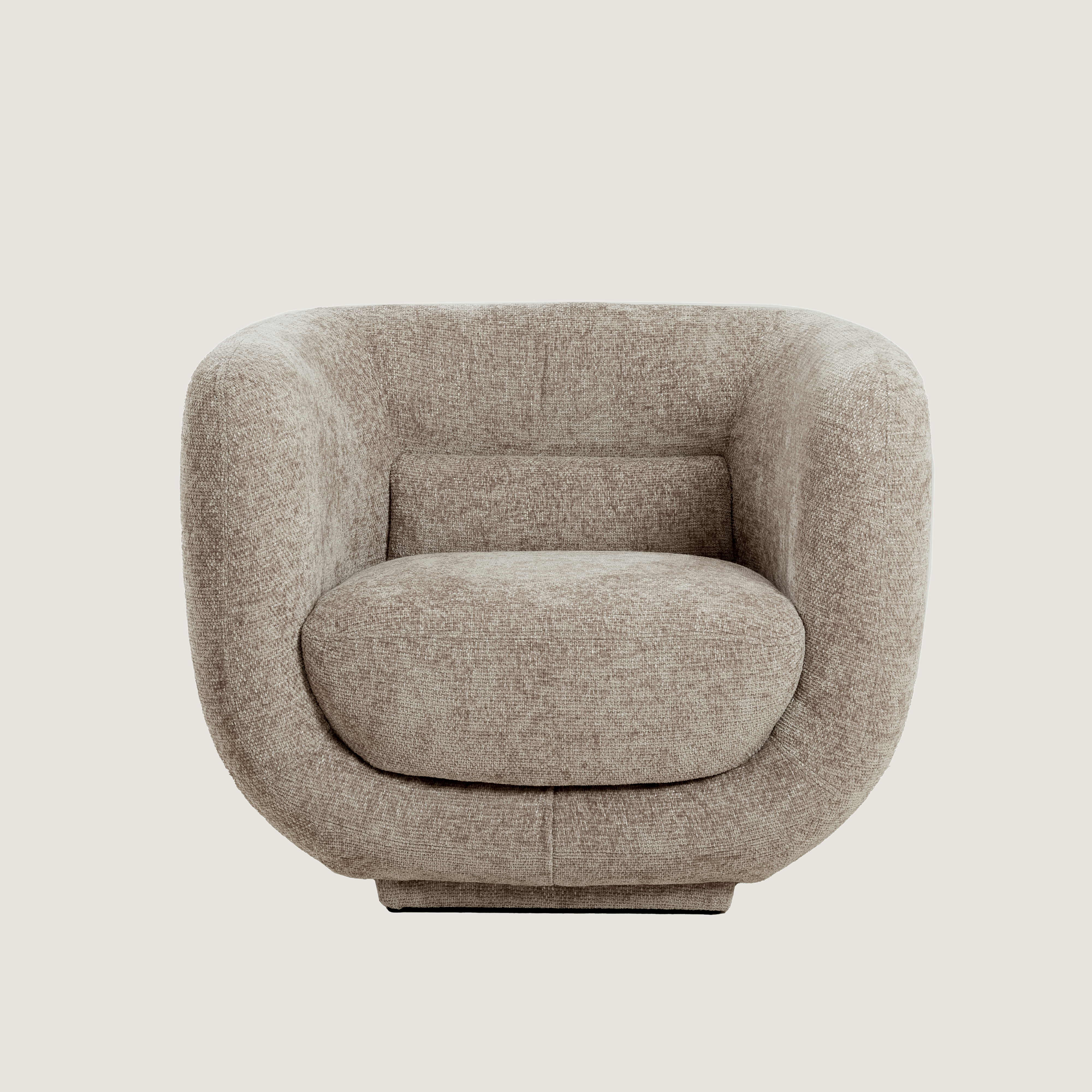 Serenity - Beige Curved Accent Chair with Soft Textured Upholstery