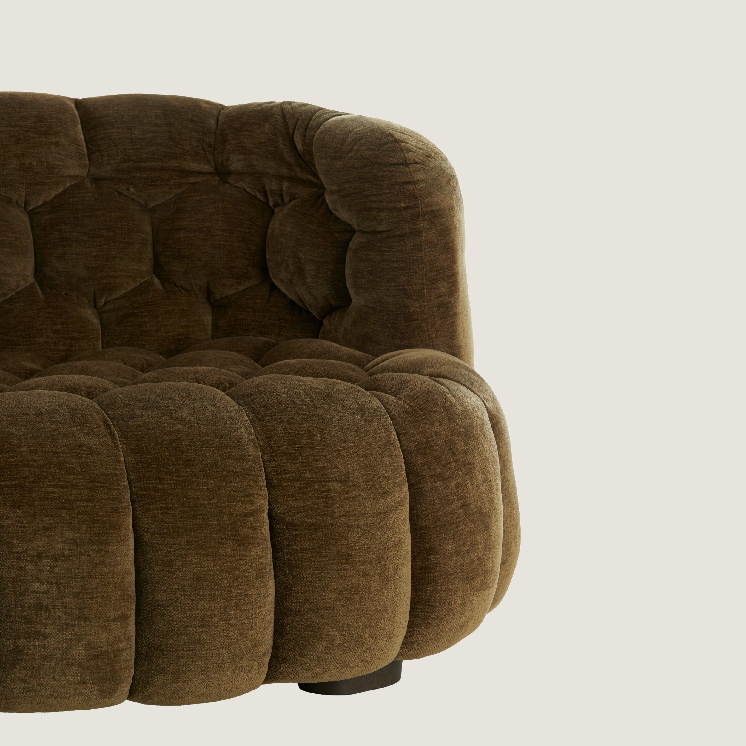 Nairobi Dark Olive Textured Two Seater Sofa with Hexagon Stitching