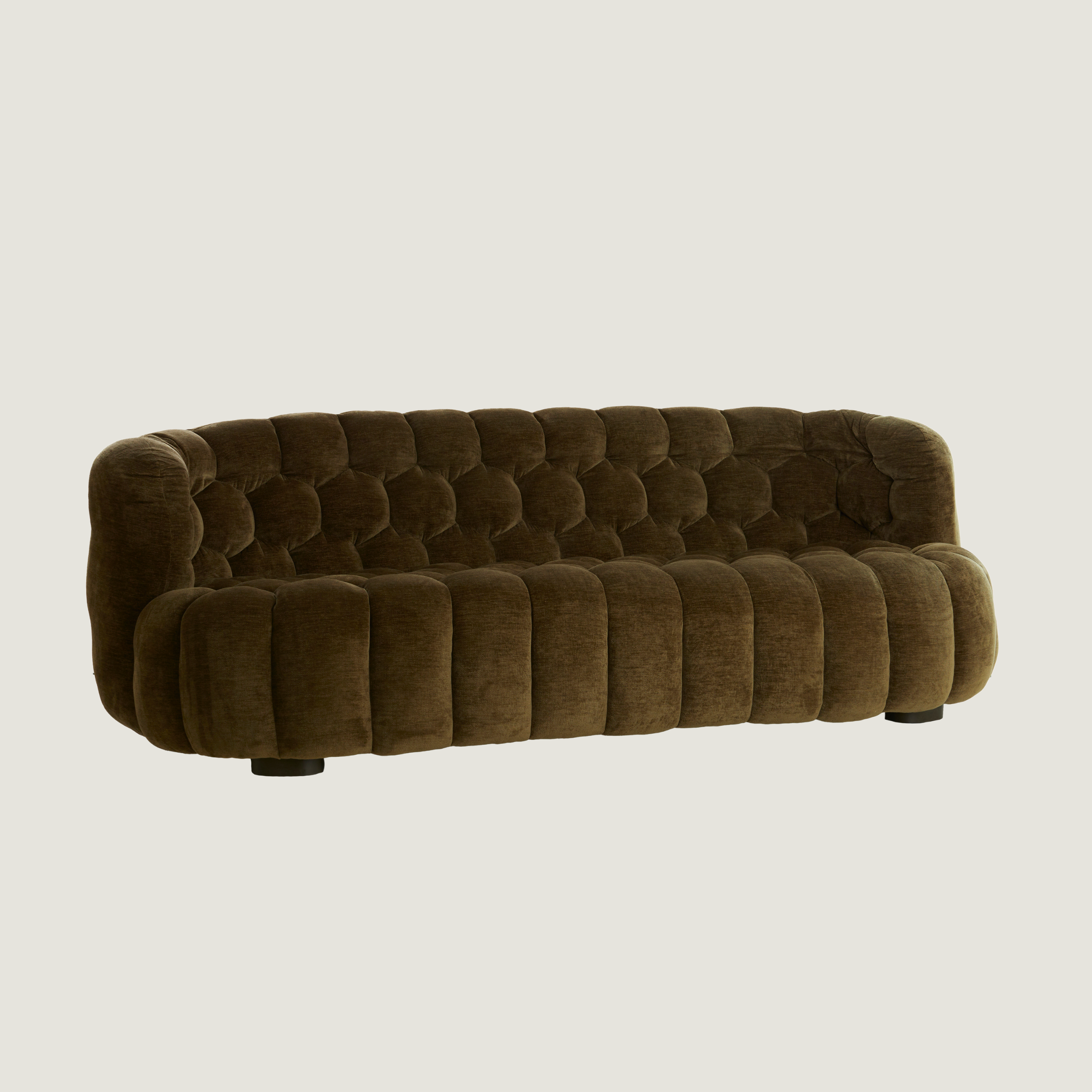 Nairobi Dark Olive Textured Two Seater Sofa with Hexagon Stitching