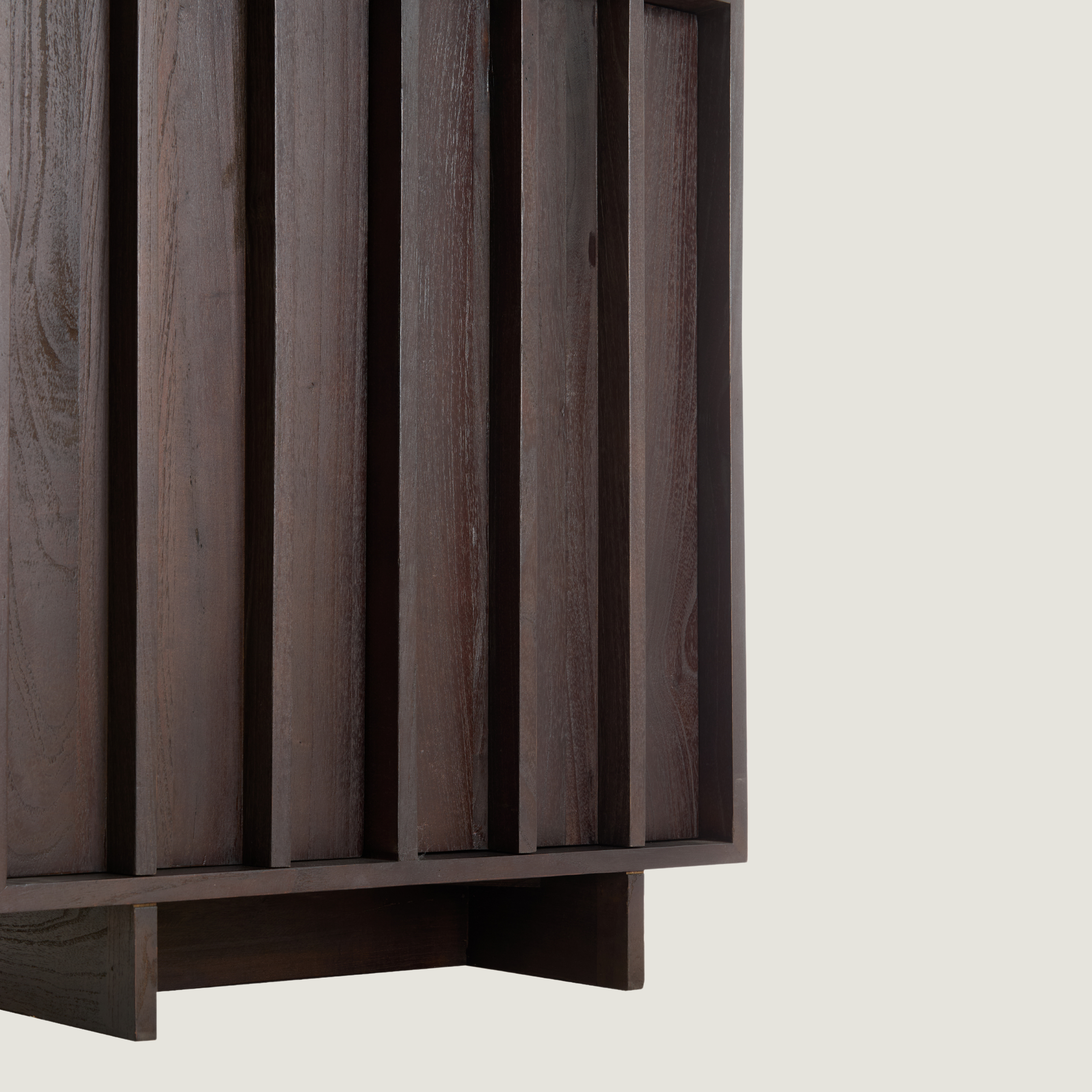 Tall Standing 4 Door Cabinet With Box Storage In Dark Wood