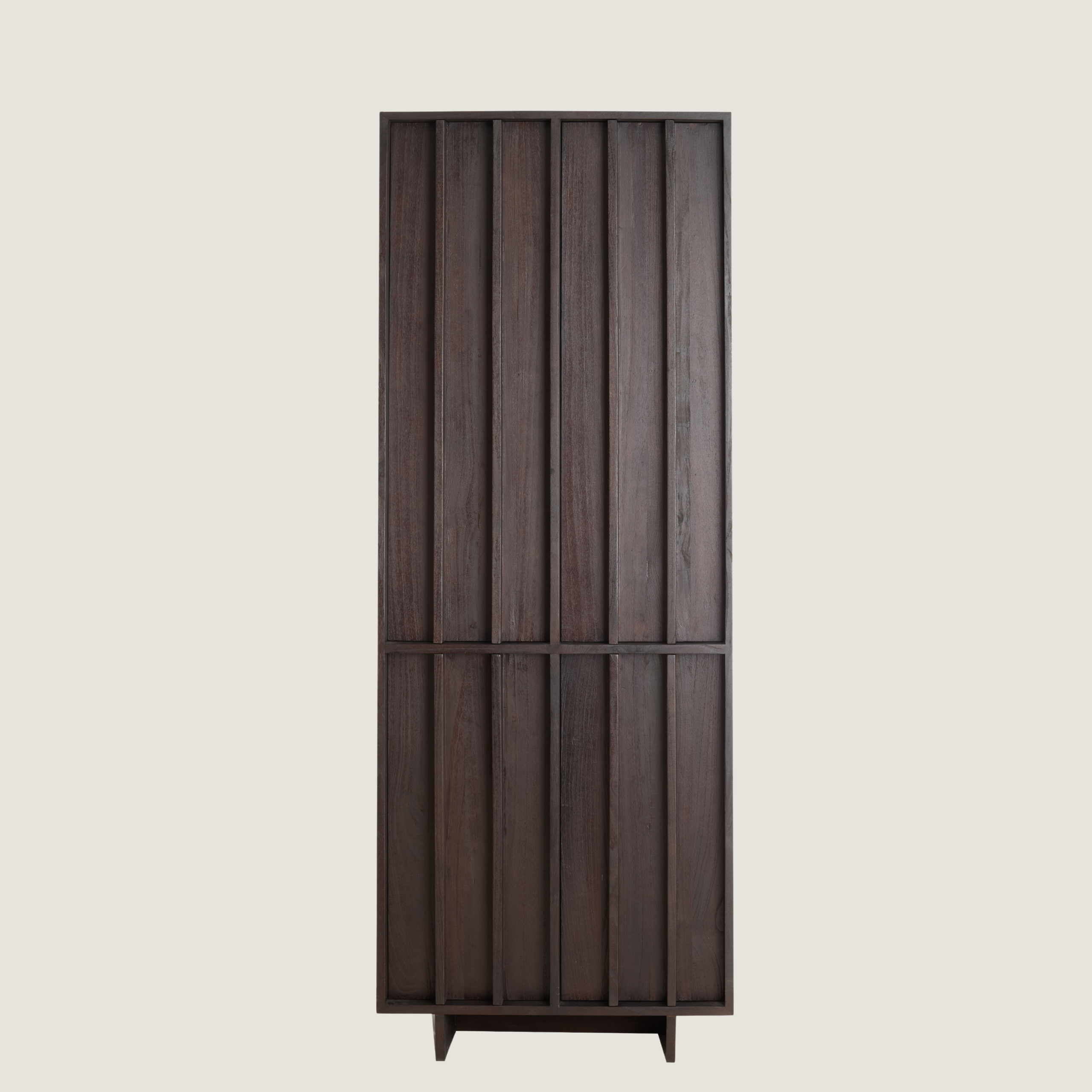 Tall Standing 4 Door Cabinet With Box Storage In Dark Wood