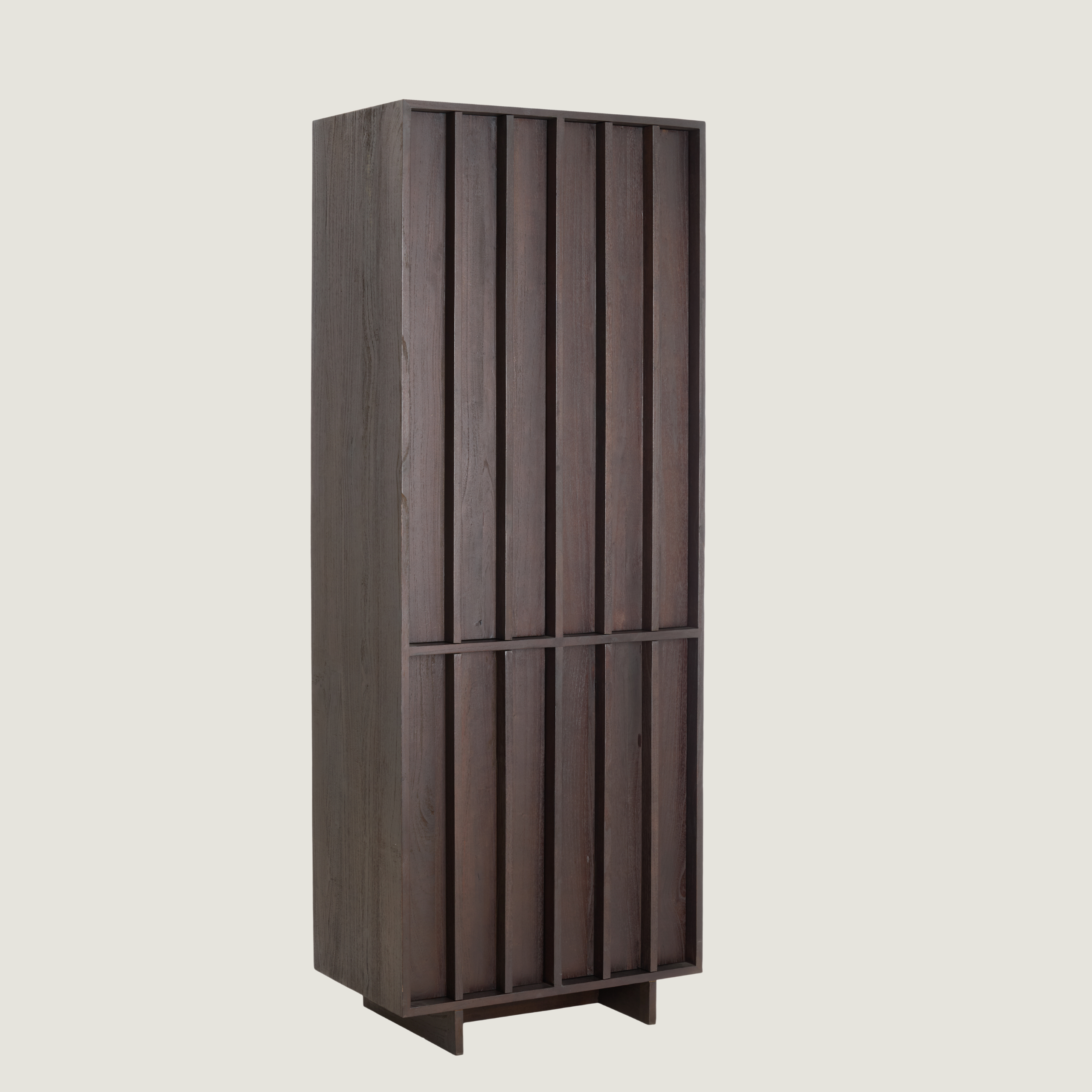 Tall Standing 4 Door Cabinet With Box Storage In Dark Wood