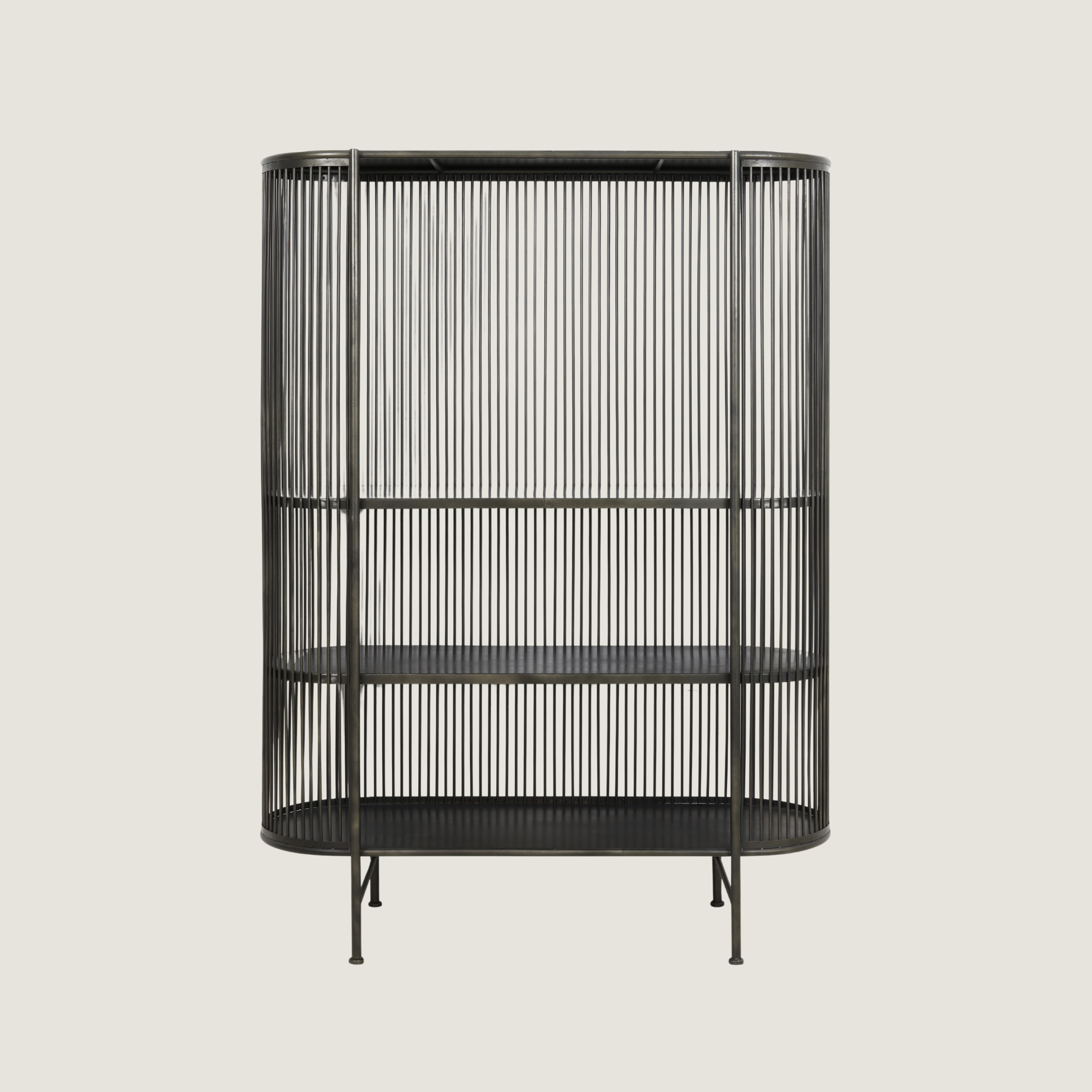 Free Standing Display Cabinet with Wired Metal Framing