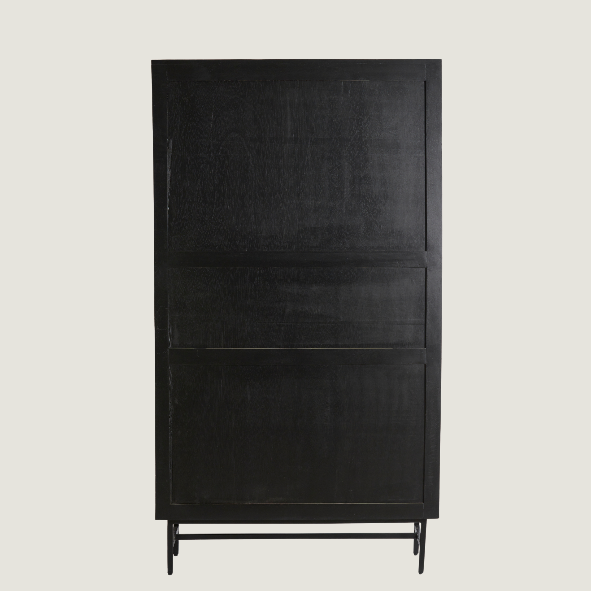 Belafonte - Sleek Black Ribbed Cabinet Made With Mango Wood