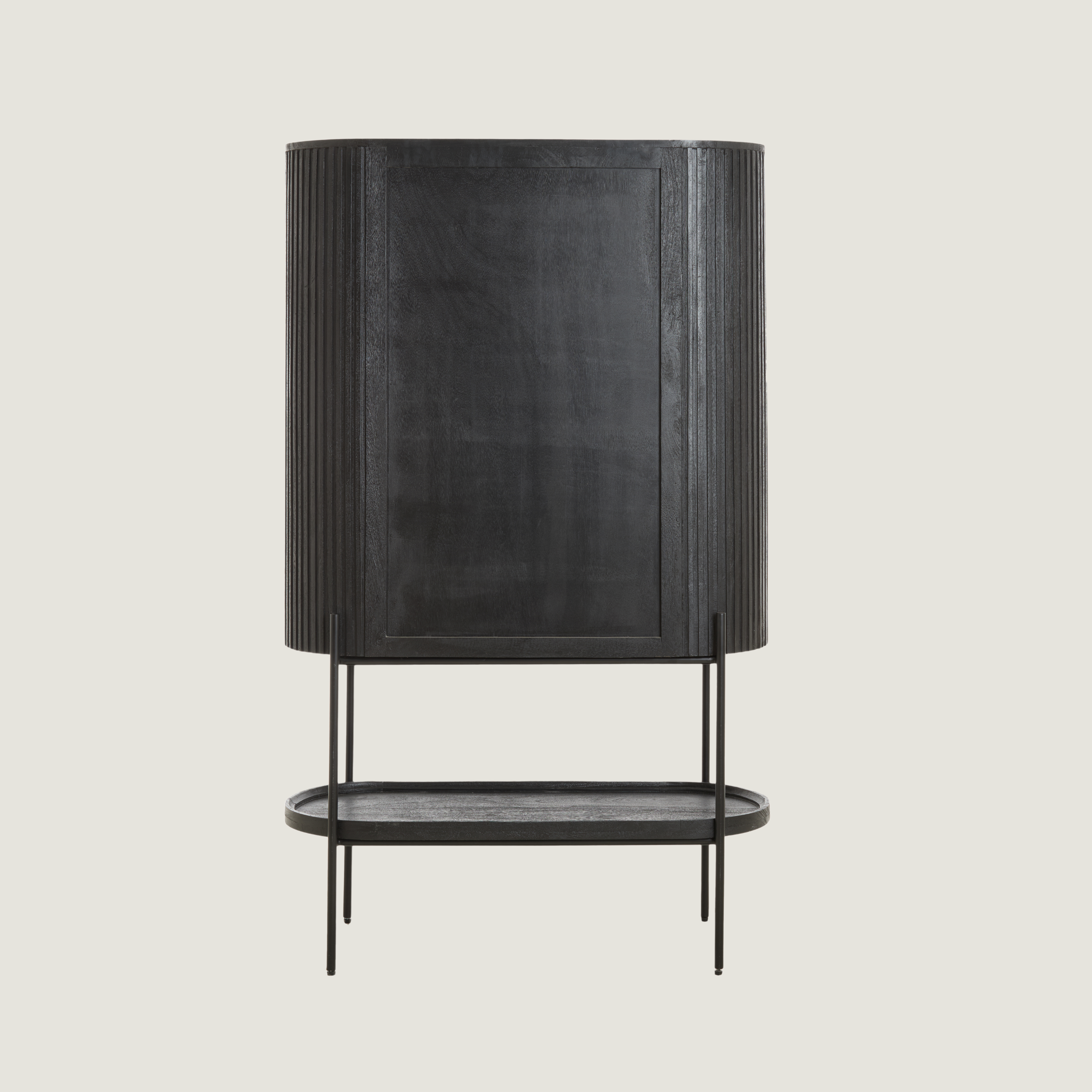 Black Mango Wood Cabinet With Shelving