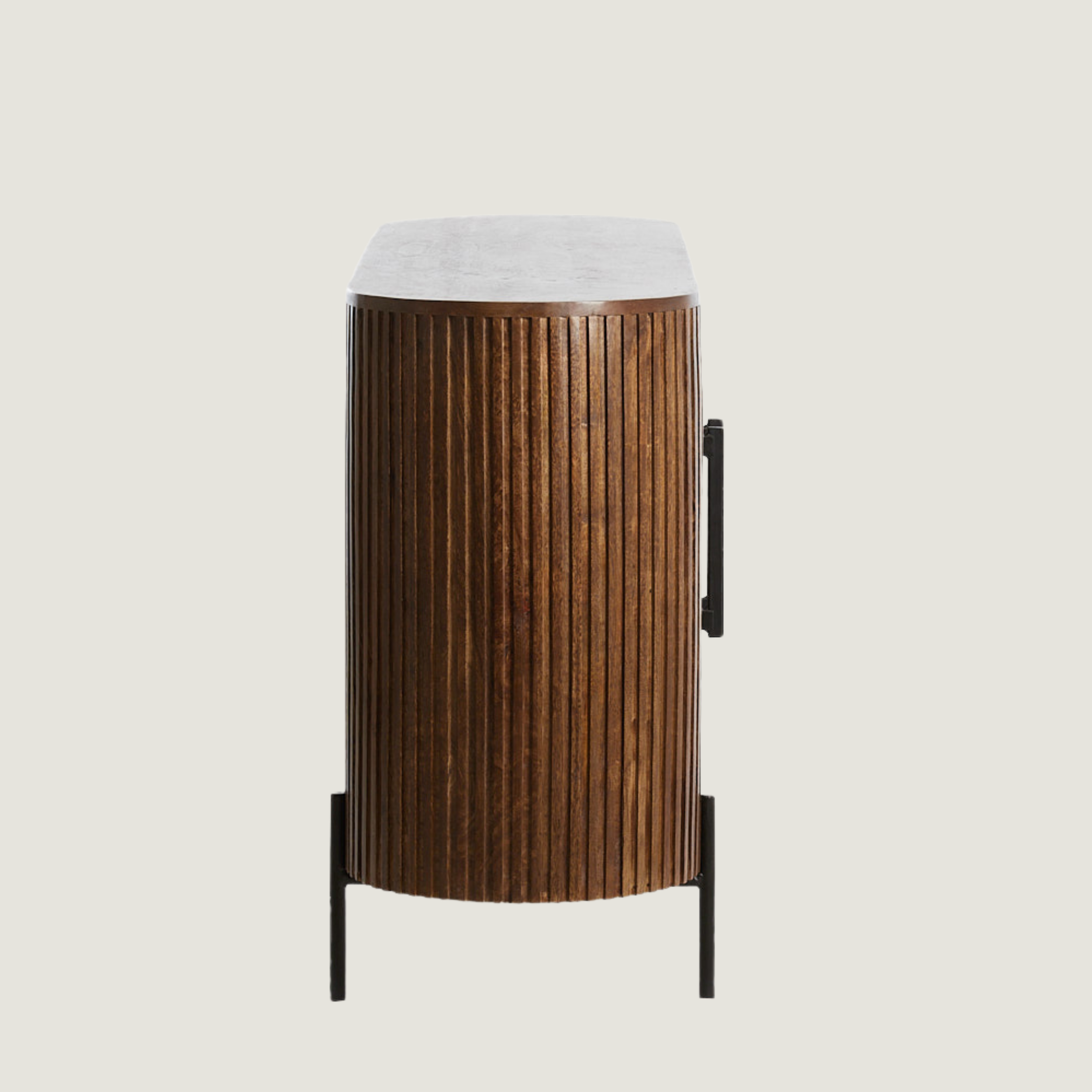 Belafonte Dark Mango Wood Ribbed Open Display Sideboard