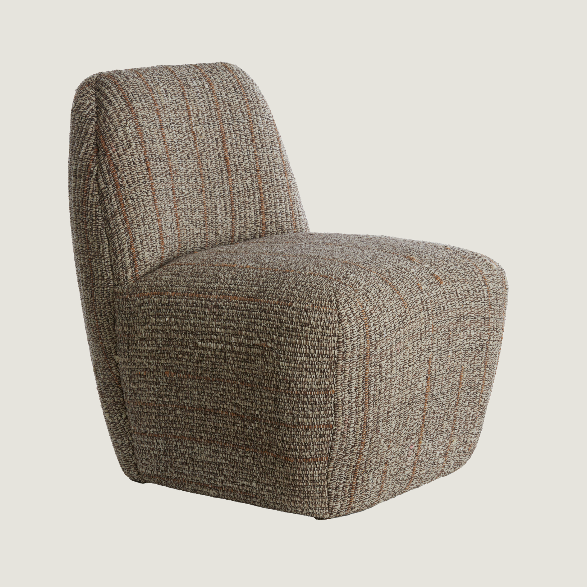 Curved Block Accent Chair in Textured Earthy Weave