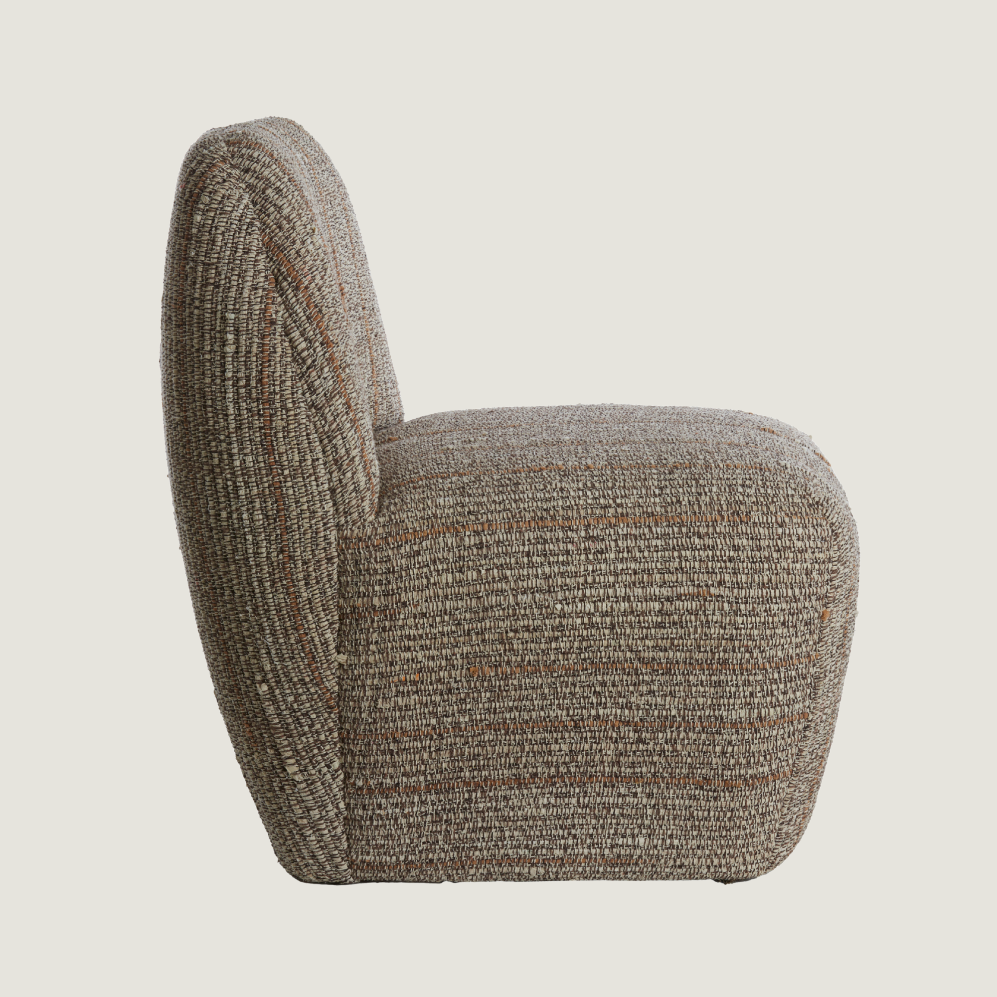 Curved Block Accent Chair in Textured Earthy Weave