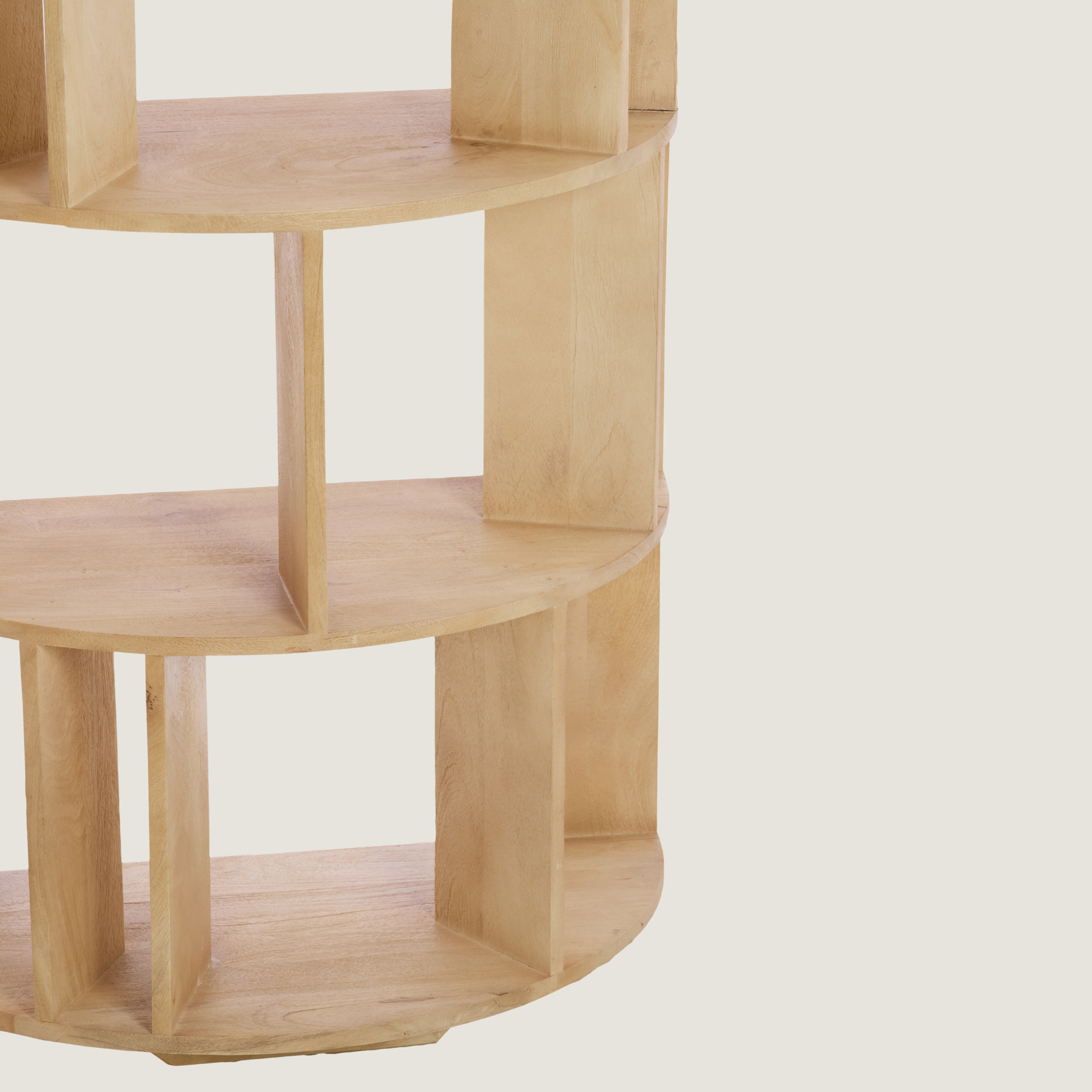 Sphere Front Flat-Back Bookshelf In Light Mango Wood