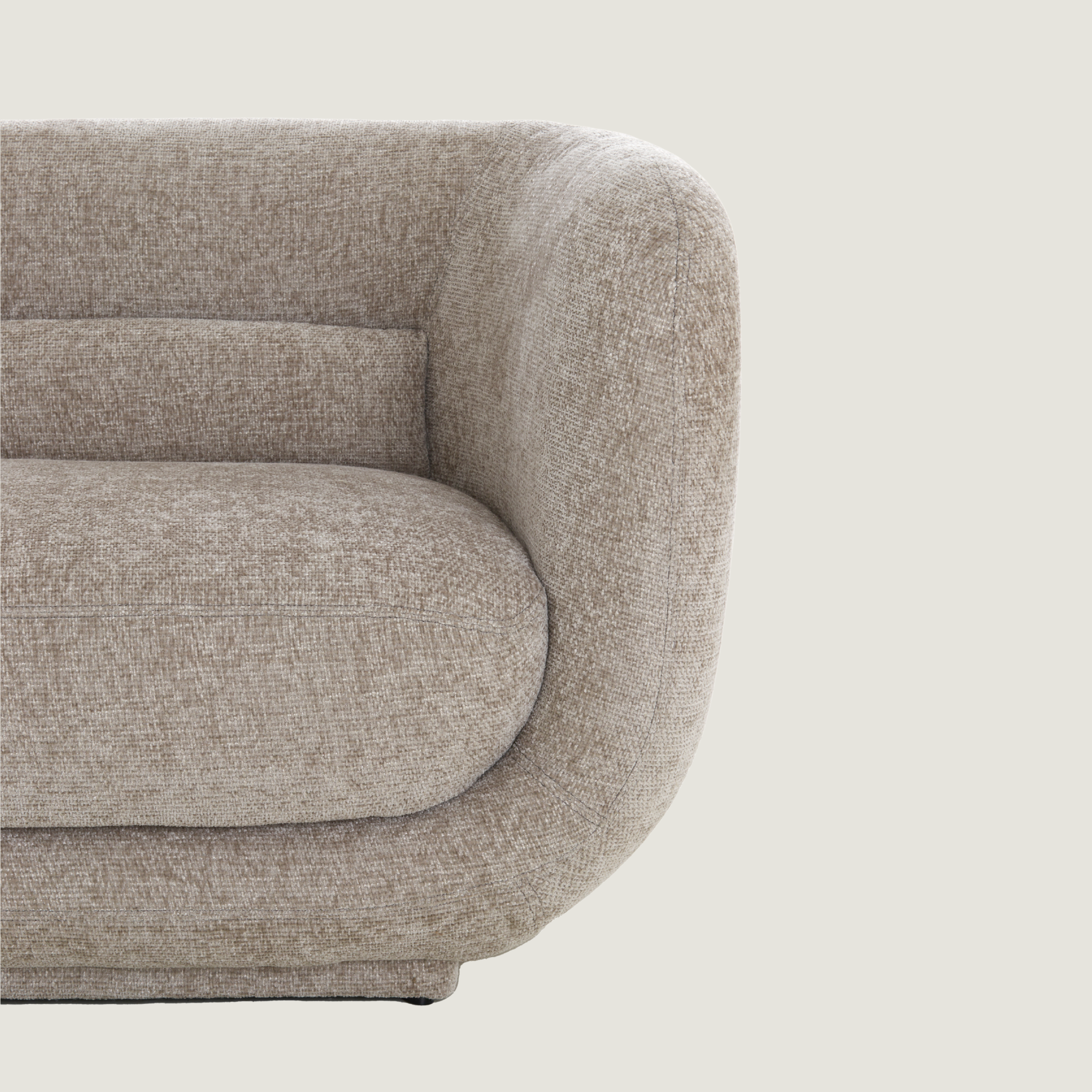 Serenity Curved Three Seater Modern Fabric Sofa in Beige