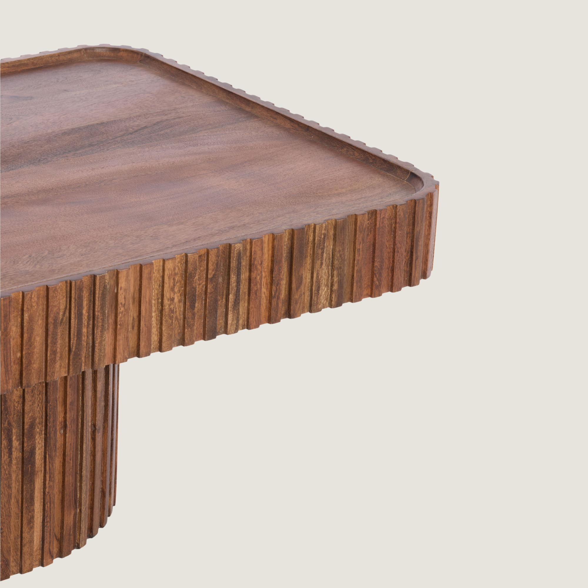 Belafonte Fluted Coffee Table In Dark Acacia Wood
