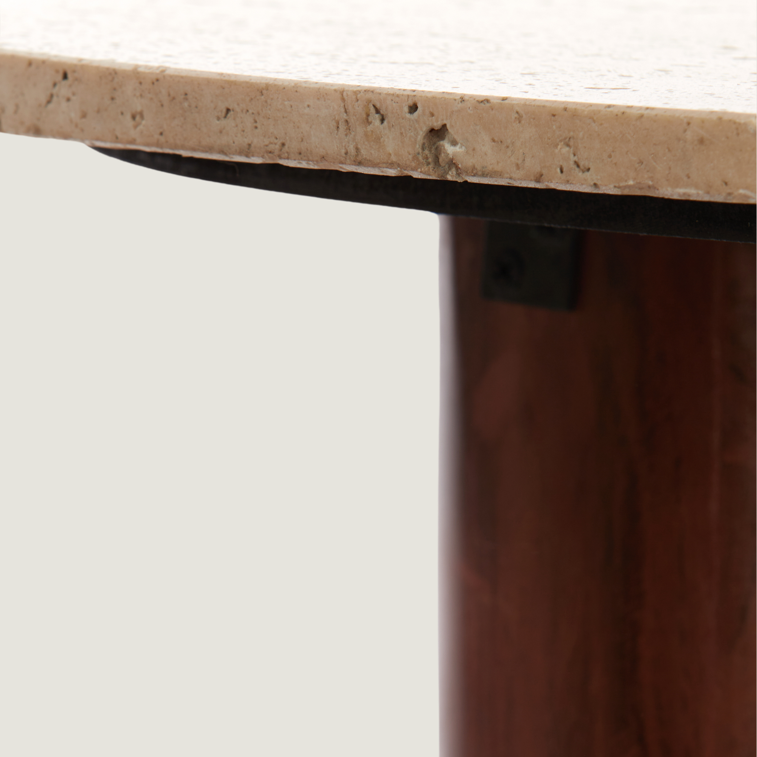 Travertine & Acacia Wood Coffee Table