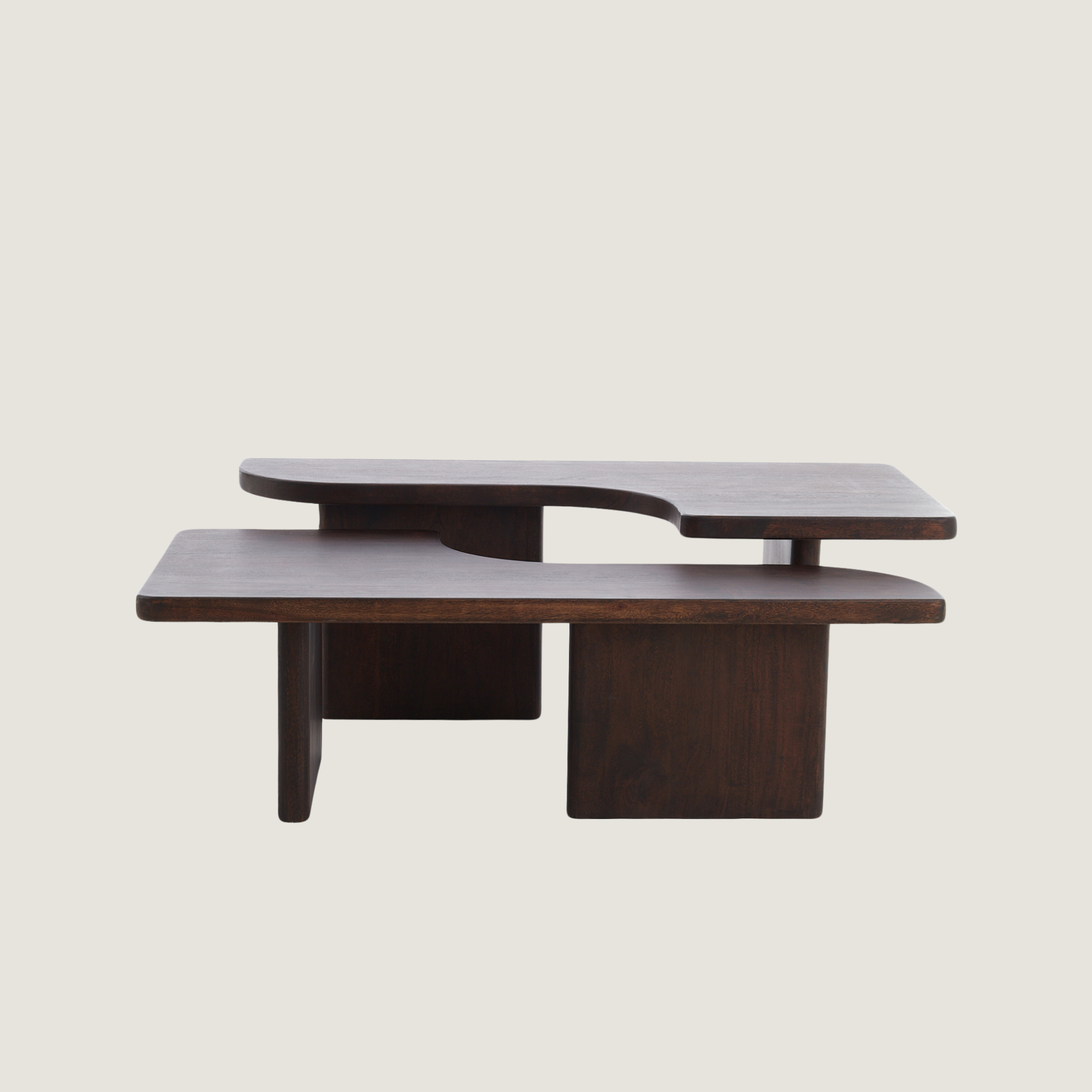 Two-Tier Sculptural Coffee Table in Acacia Wood