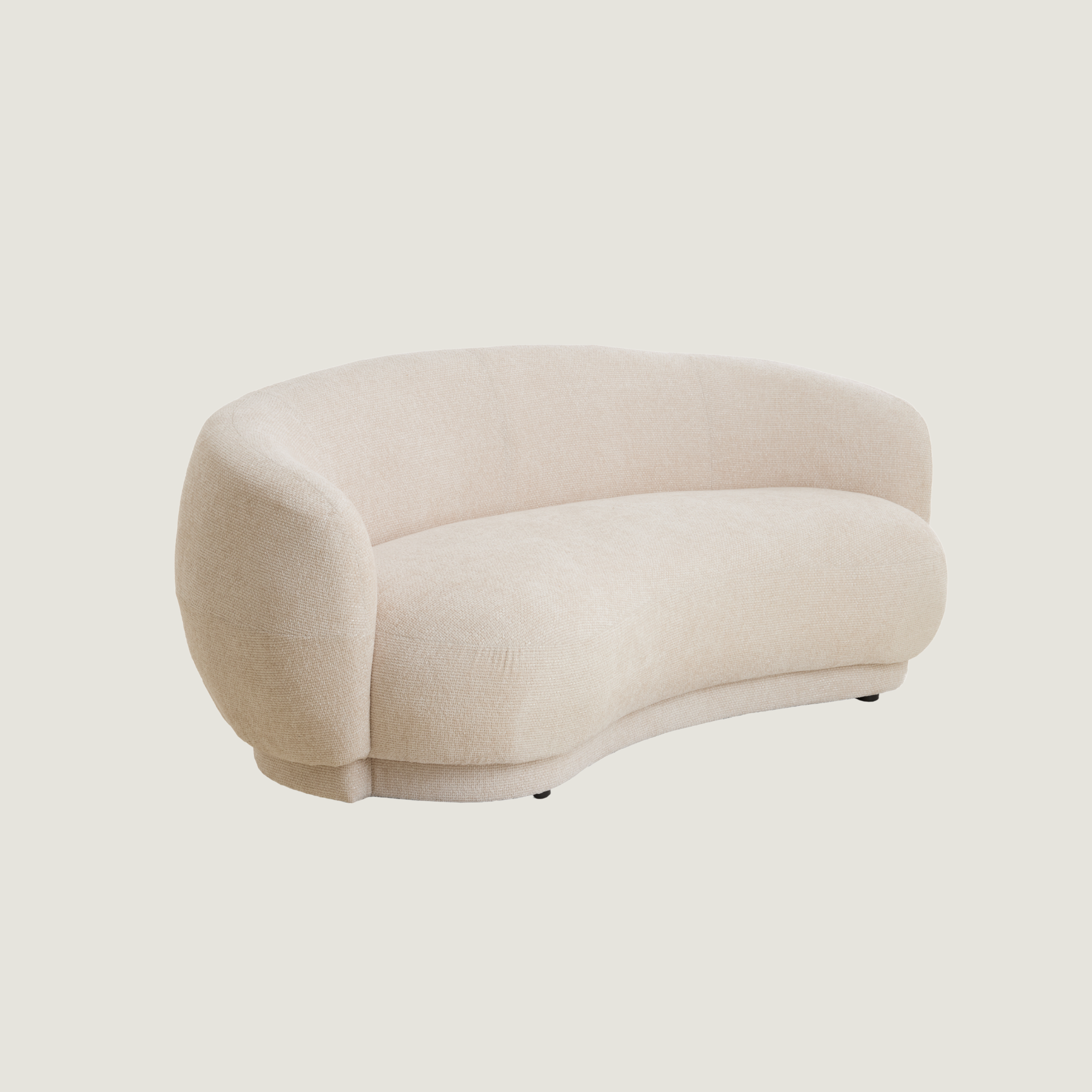 Astoria Curved Fabric Two Seat Sofa In Cream