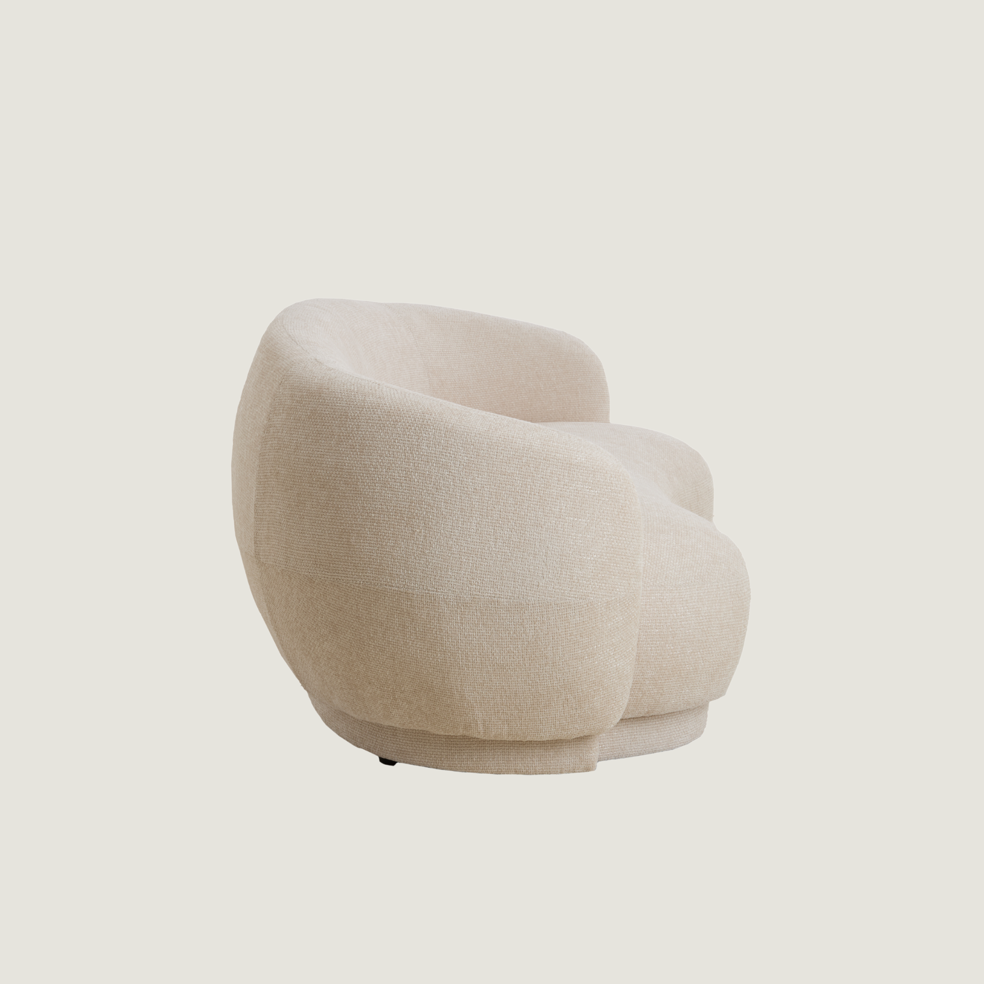 Astoria Curved Fabric Two Seat Sofa In Cream