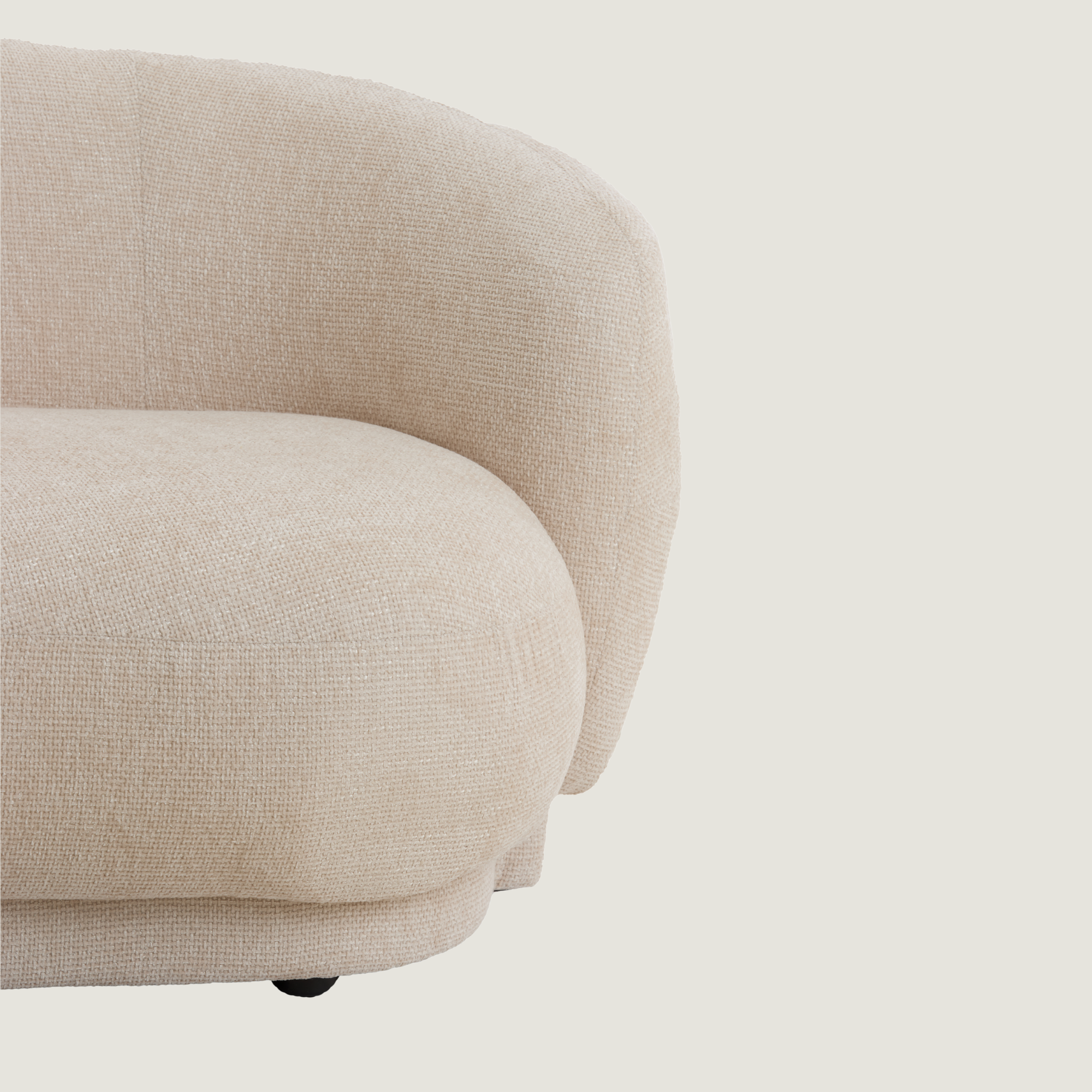 Astoria Curved Fabric Two Seat Sofa In Cream