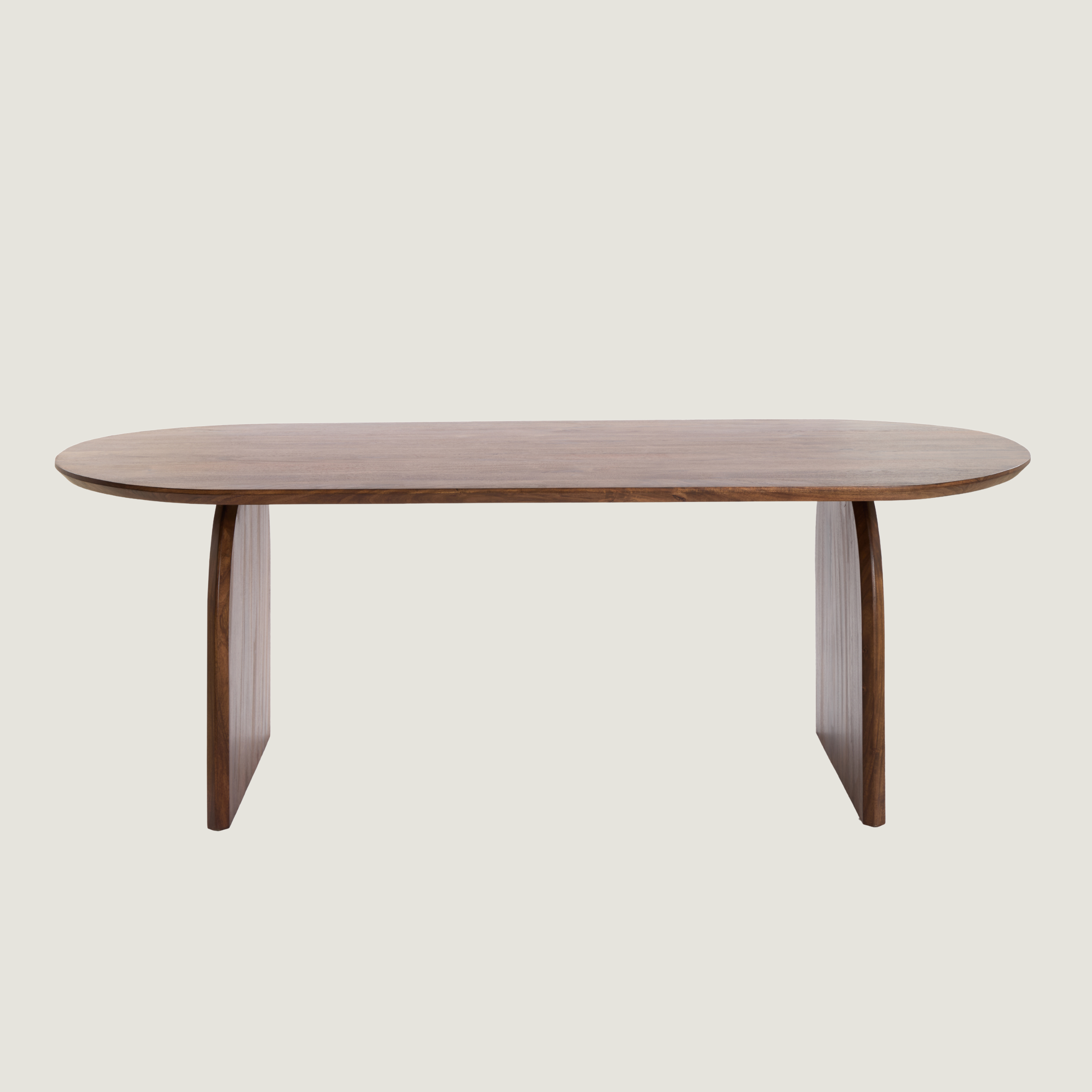 Acacia Wood Oval Dining Table With Arched Base