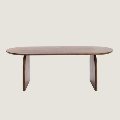 Acacia Wood Oval Dining Table With Arched Base