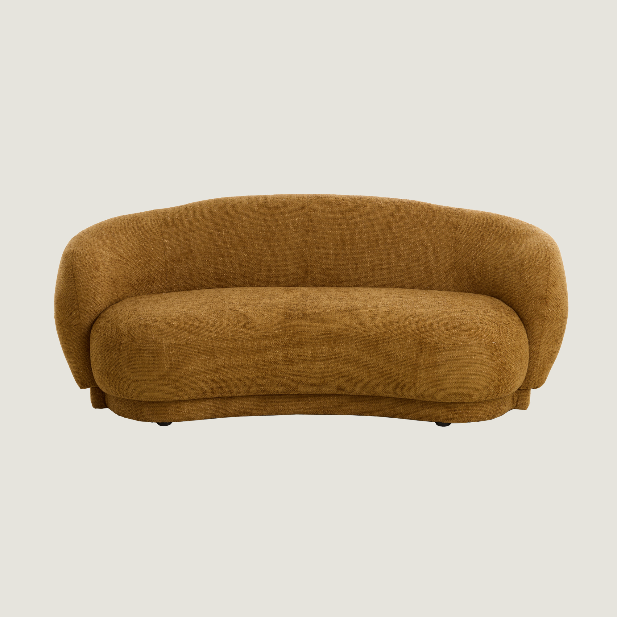Astoria Soft Textured Curved 2 Seater Sofa In Ocher