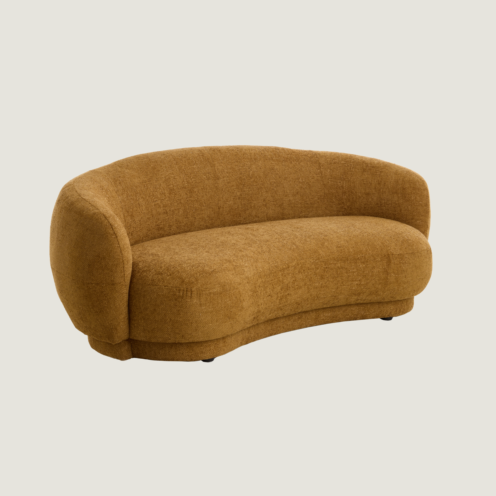 Astoria Soft Textured Curved 2 Seater Sofa In Ocher