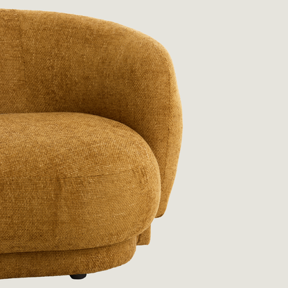 Astoria Soft Textured Curved 2 Seater Sofa In Ocher