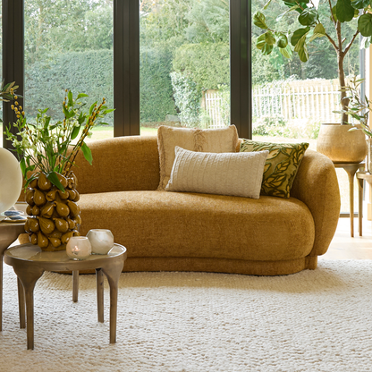 Astoria Soft Textured Curved 2 Seater Sofa In Ocher