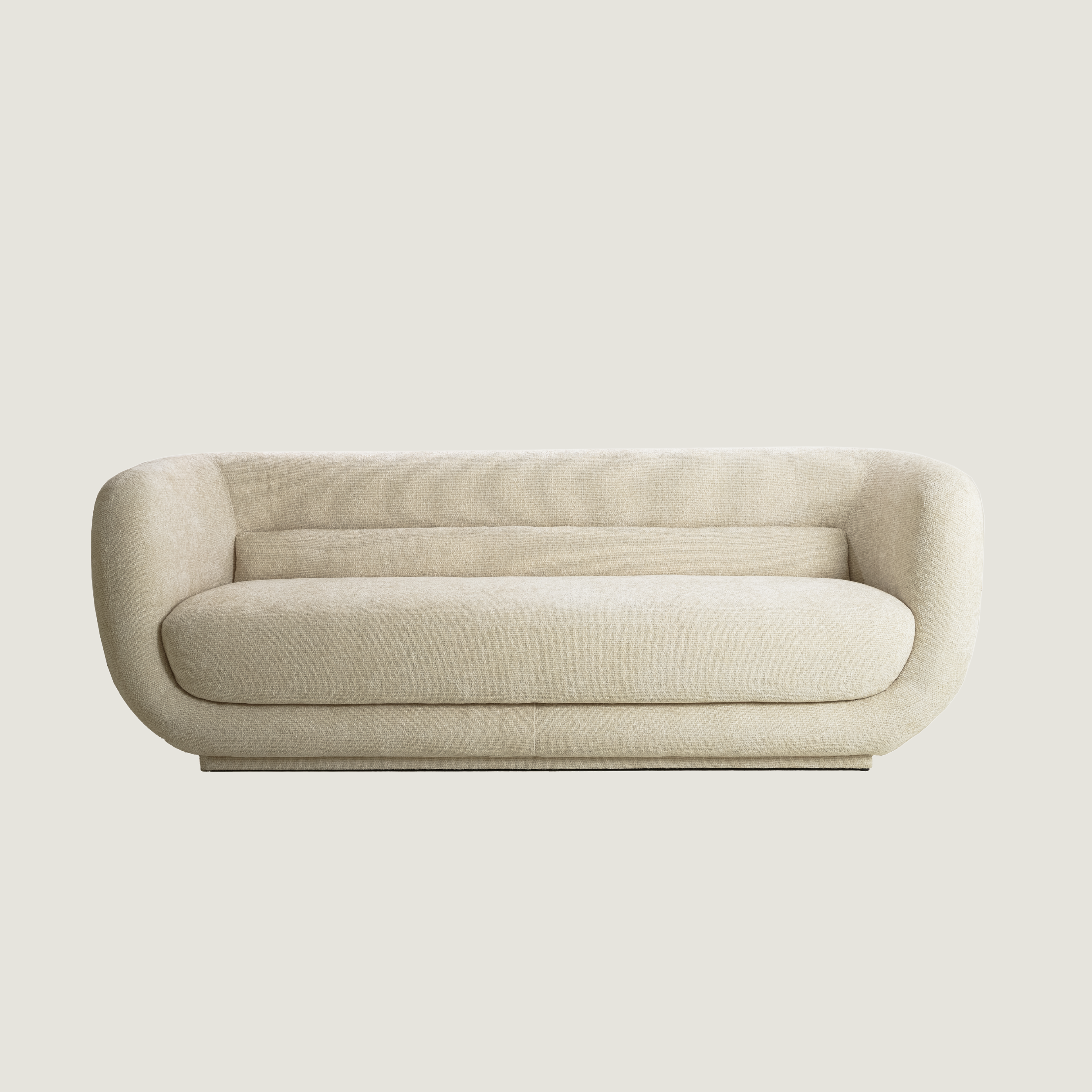 Serenity Curved Three Seater Modern Fabric Sofa in Ivory Cream living room