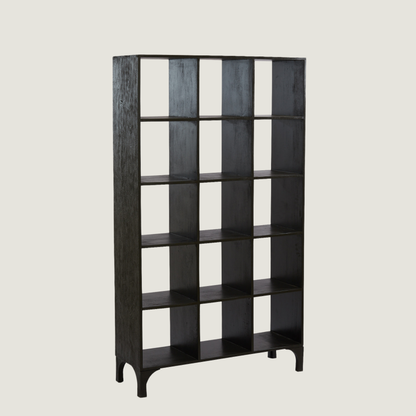 Tall Mango Wood Display Bookcase with Open Square Shelving