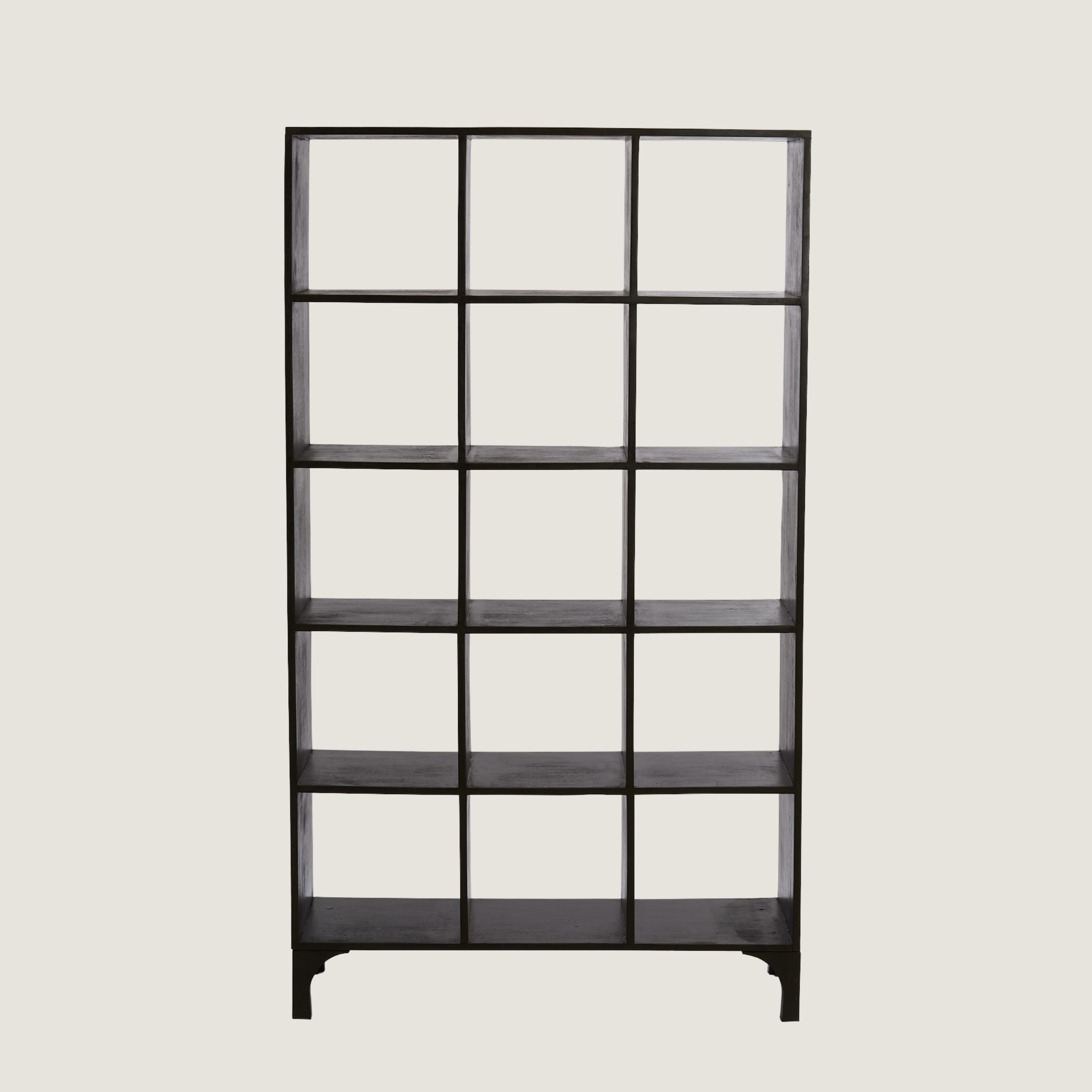 Tall Mango Wood Display Bookcase with Open Square Shelving