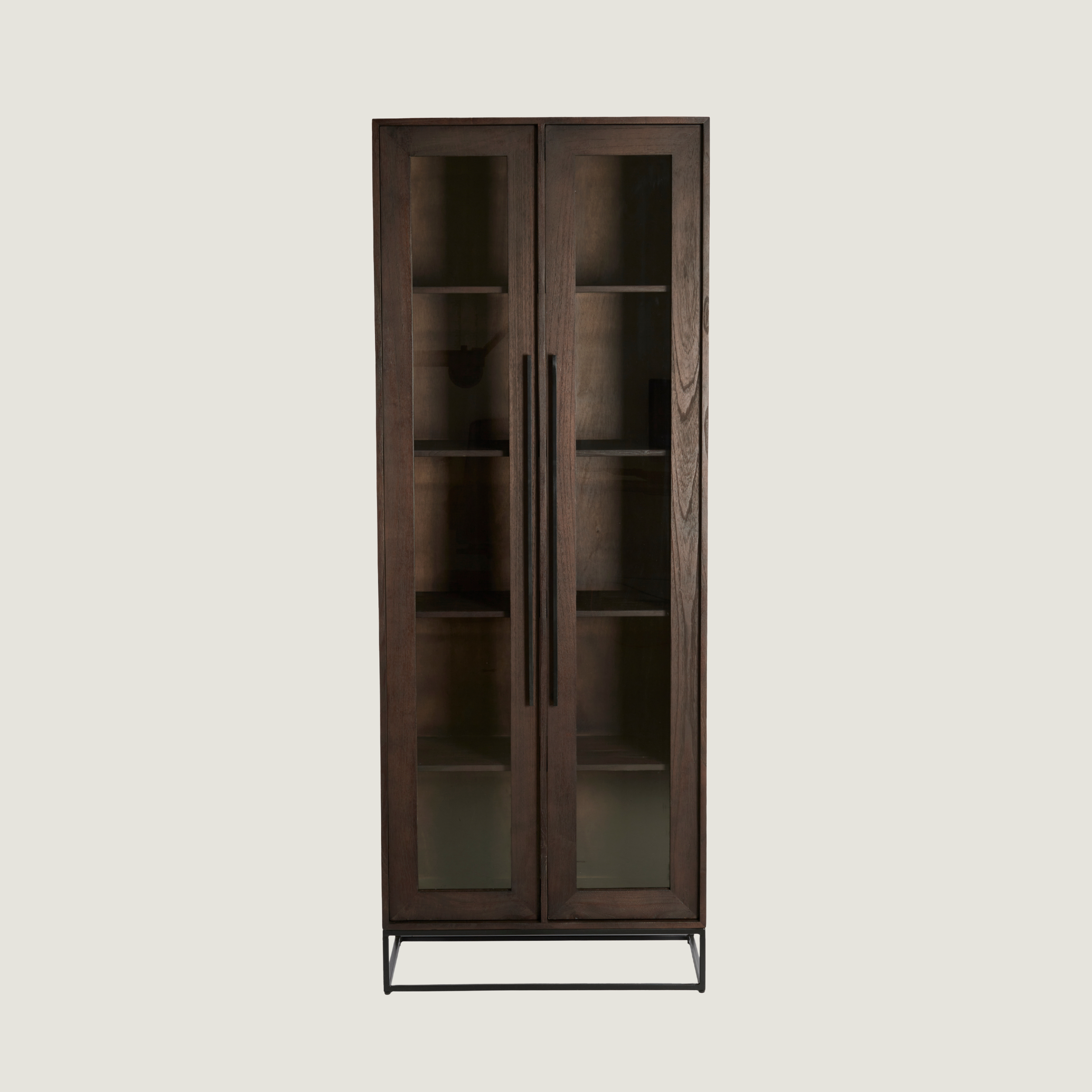 Denali Tall Glass Door Cabinet in Solid Mango Wood