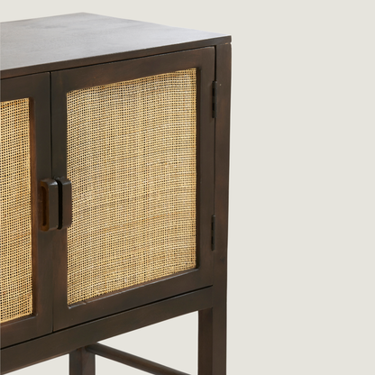 Kyoto Dark Mango wood & Rattan Sideboard Cabinet