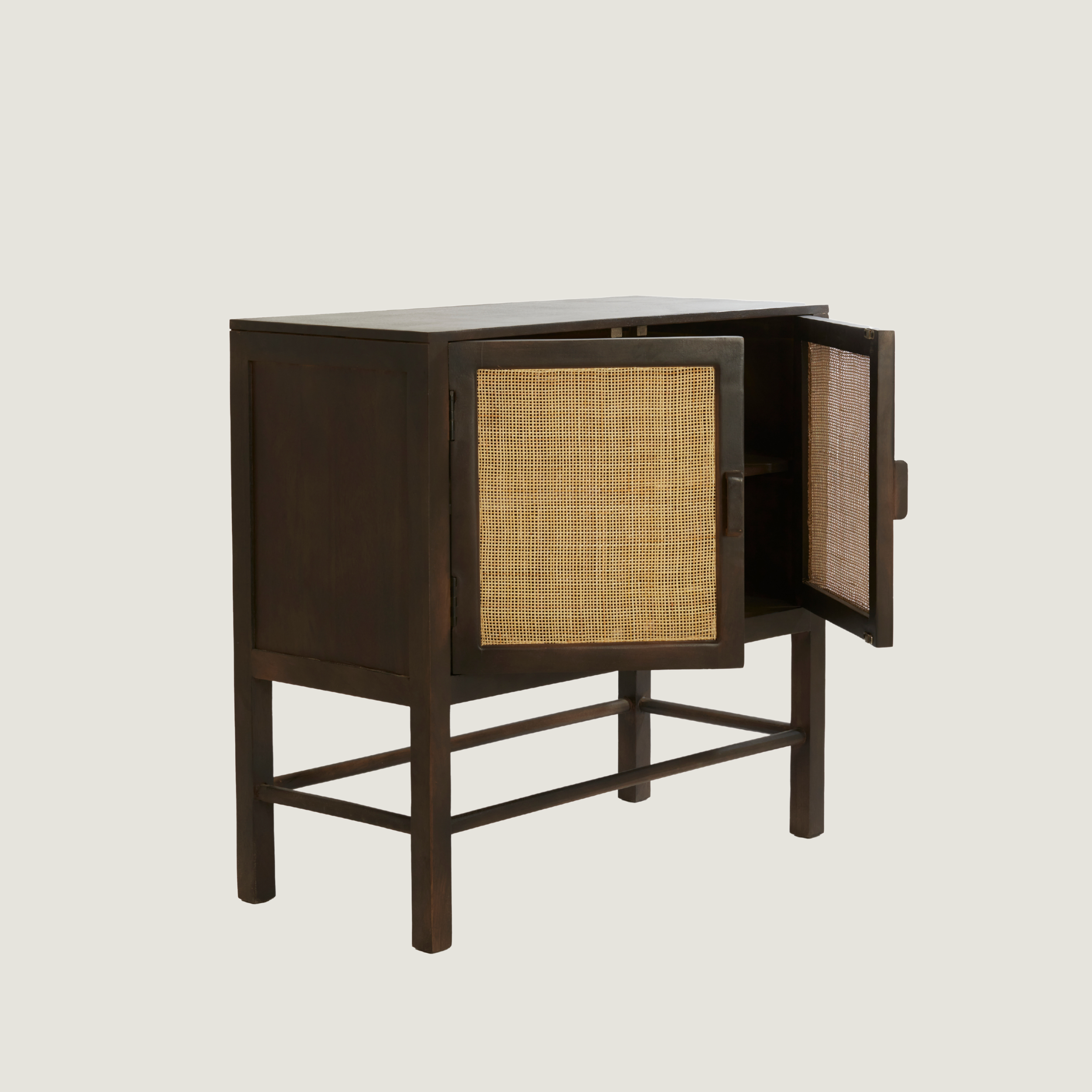Kyoto Dark Mango wood & Rattan Sideboard Cabinet